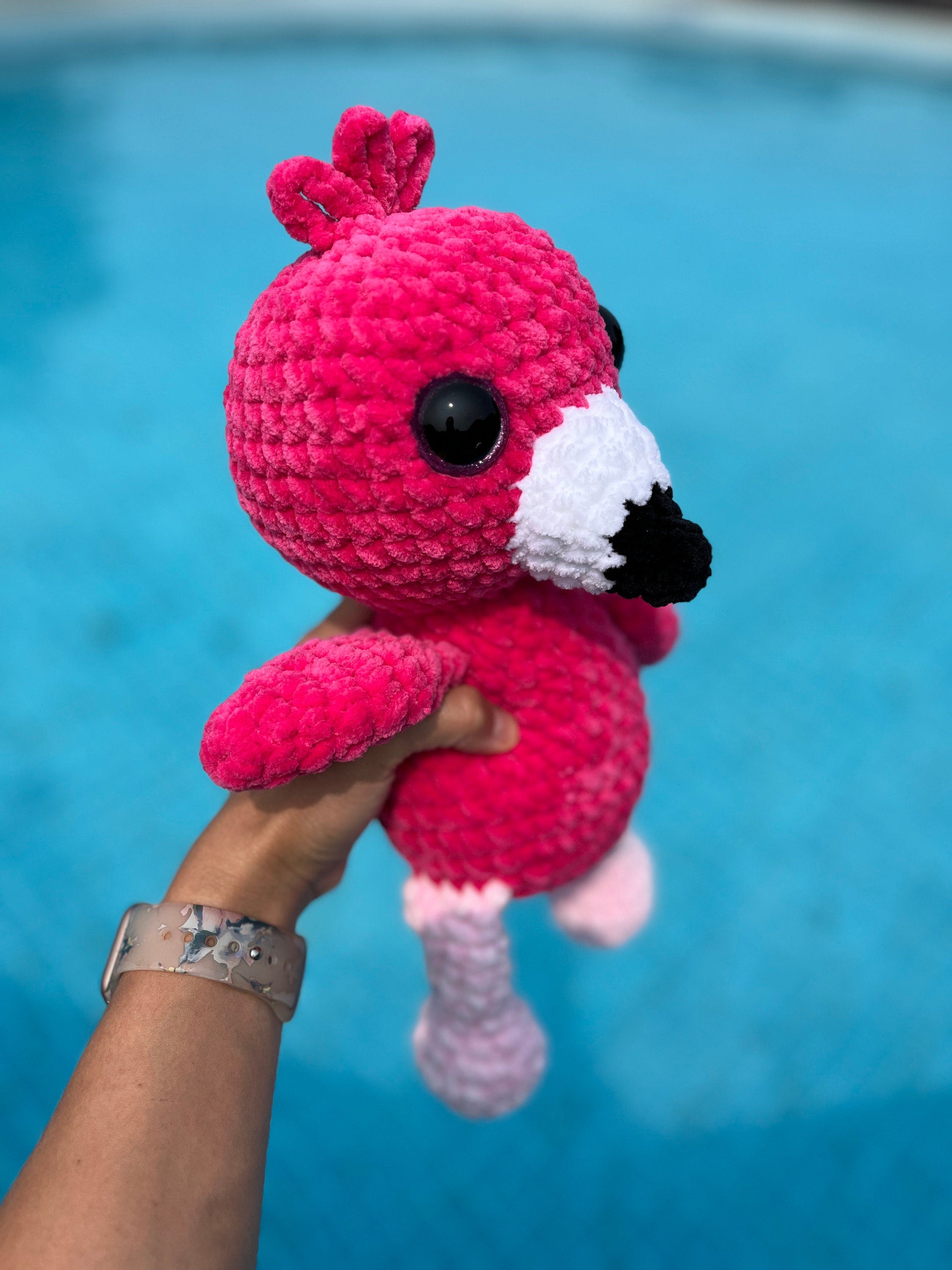 Flamingo Crochet Plushie, Soft Stuffed Amigurumi