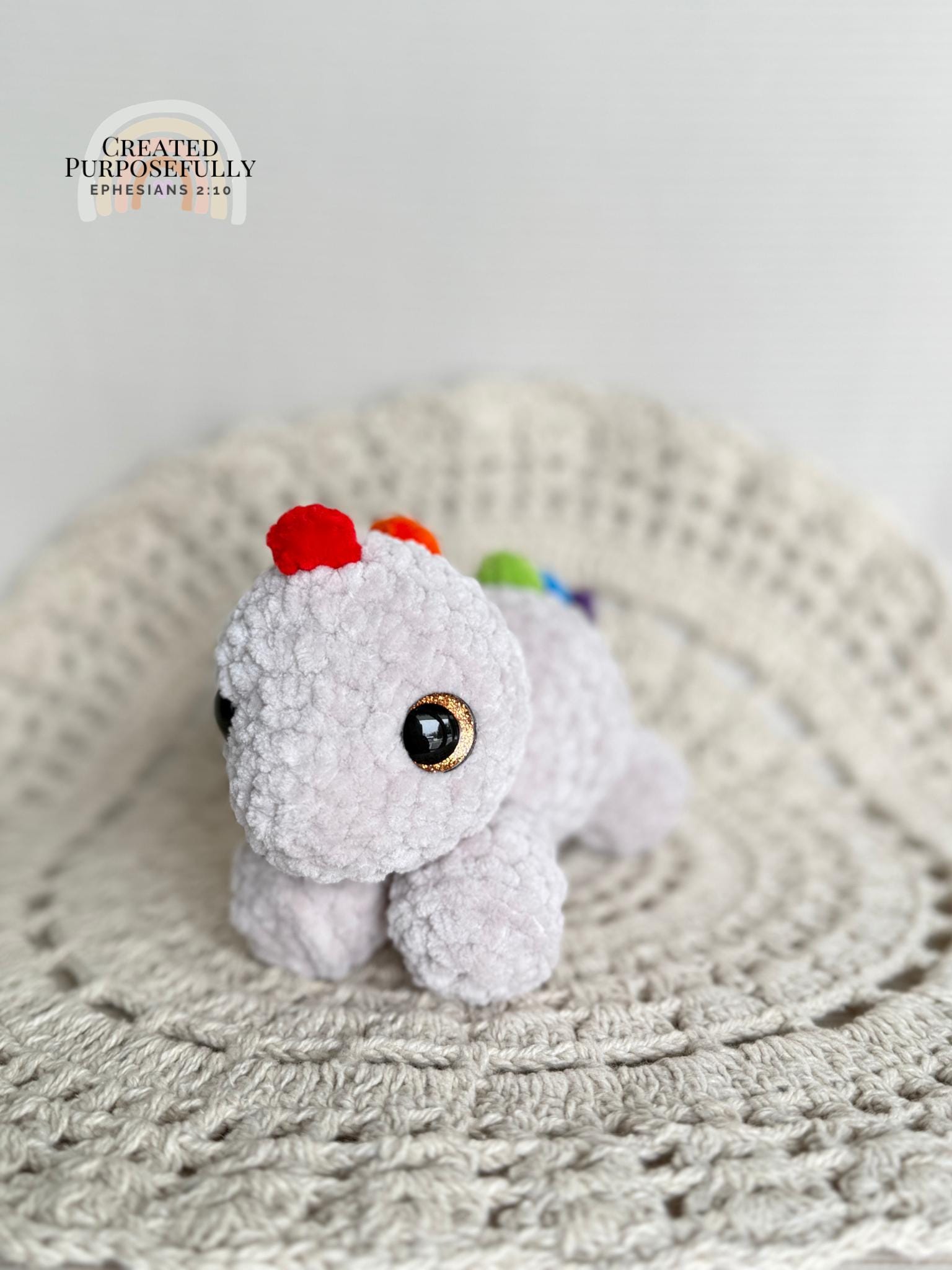 Mini Dinosaur Stegosaurus Crochet Plushie, Stuffed Amigurumi