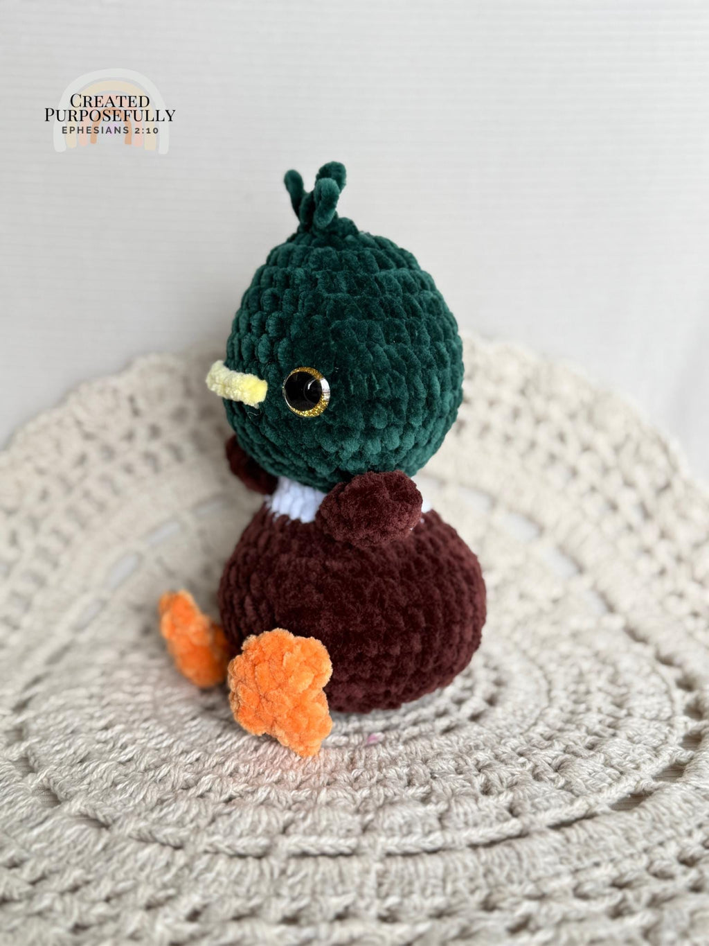 READY TO SHIP Color Crochet Plush Mallard Duck, Stuffed Amigurumi