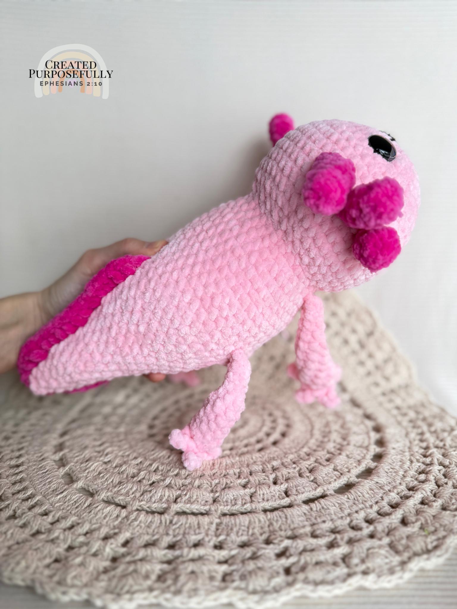 Axolotl Family Crochet Plushie, Stuffed Amigurumi