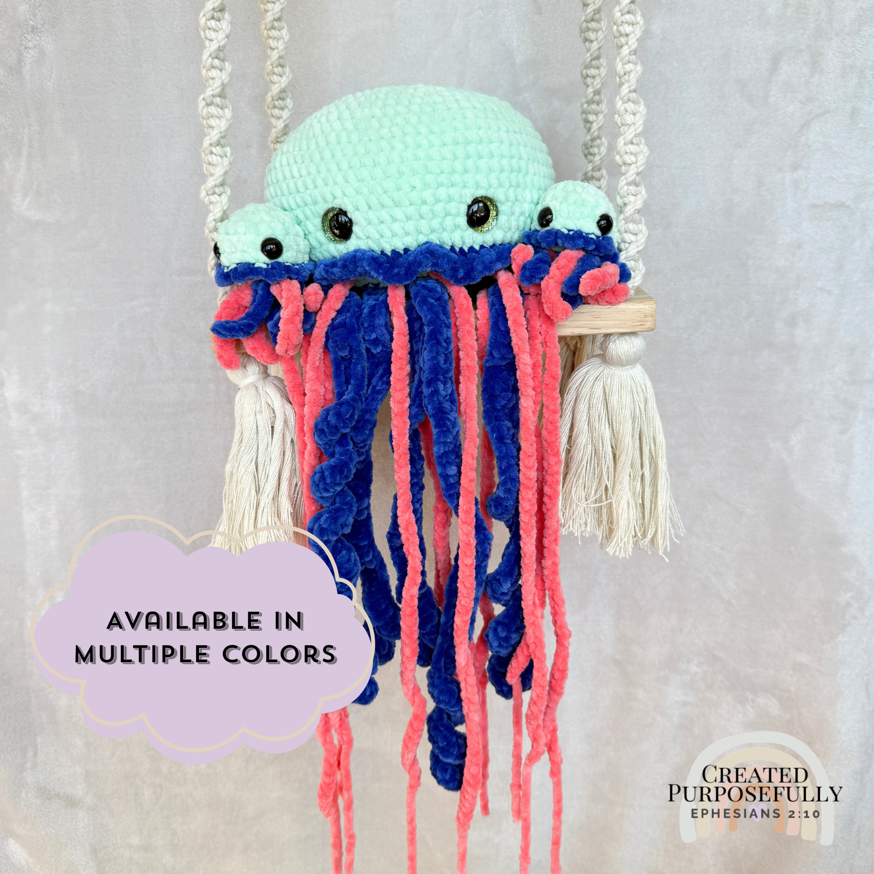 Handmade Crochet Jellyfish Family Plush | Mama Jellyfish with Two Baby Jellyfish Multiple Colors Available