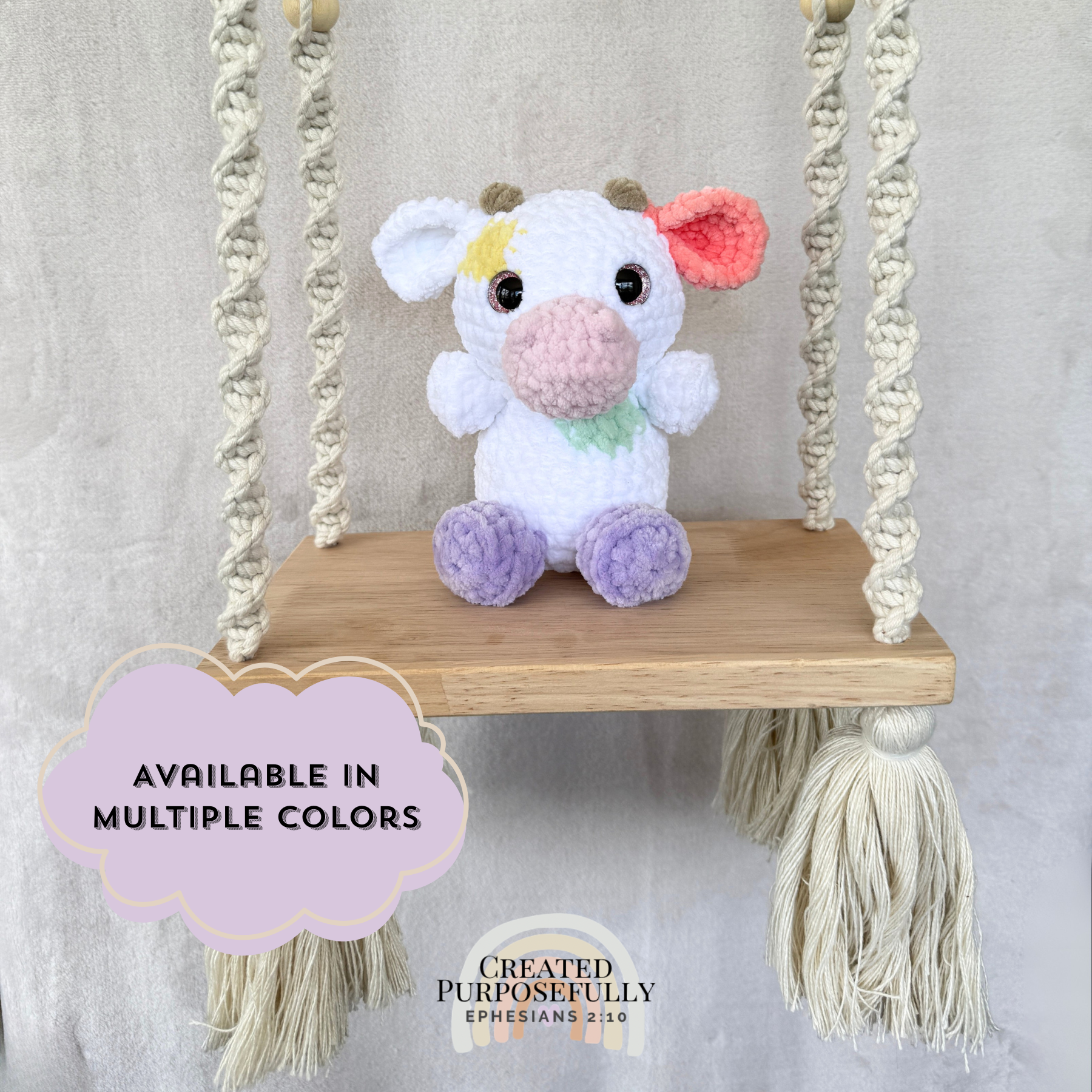 Handmade Crochet Cow Plush | Colorful or Brown Amigurumi Cow Gift