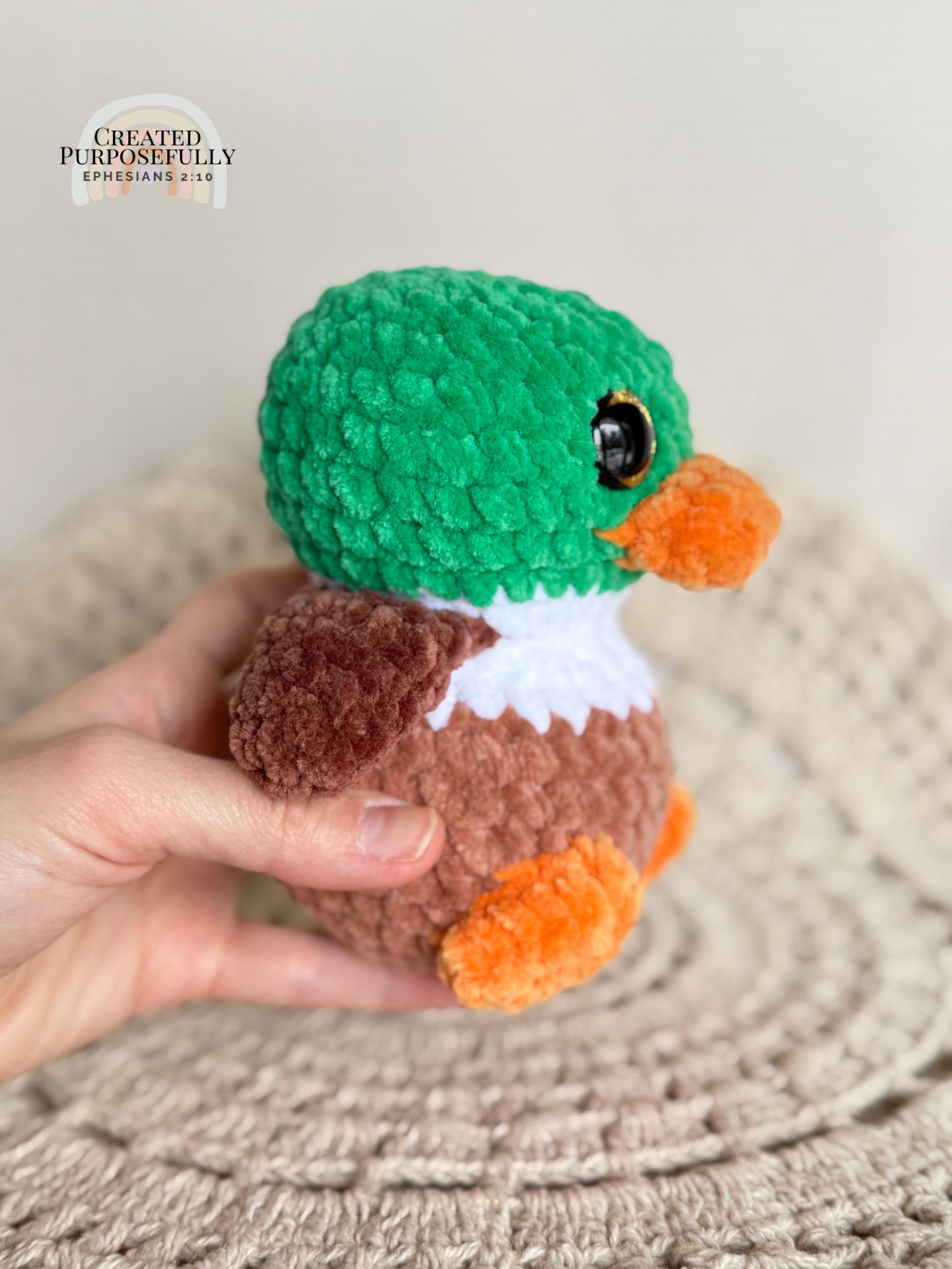 Mallard Duck Crochet Plushie, Stuffed Amigurumi