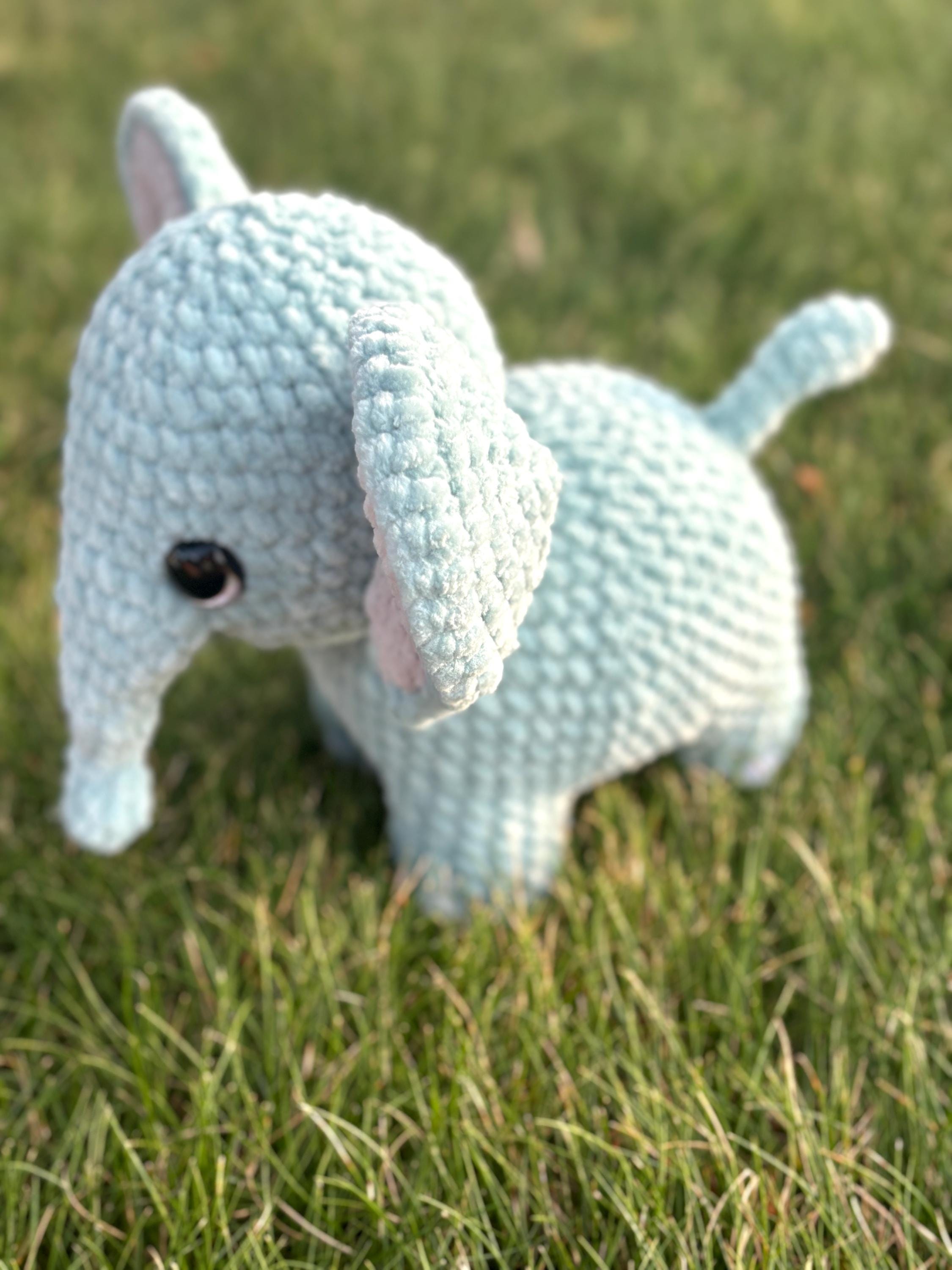 Elephant Crochet Plushie, Personalized Name Tag - Baby Shower Gift