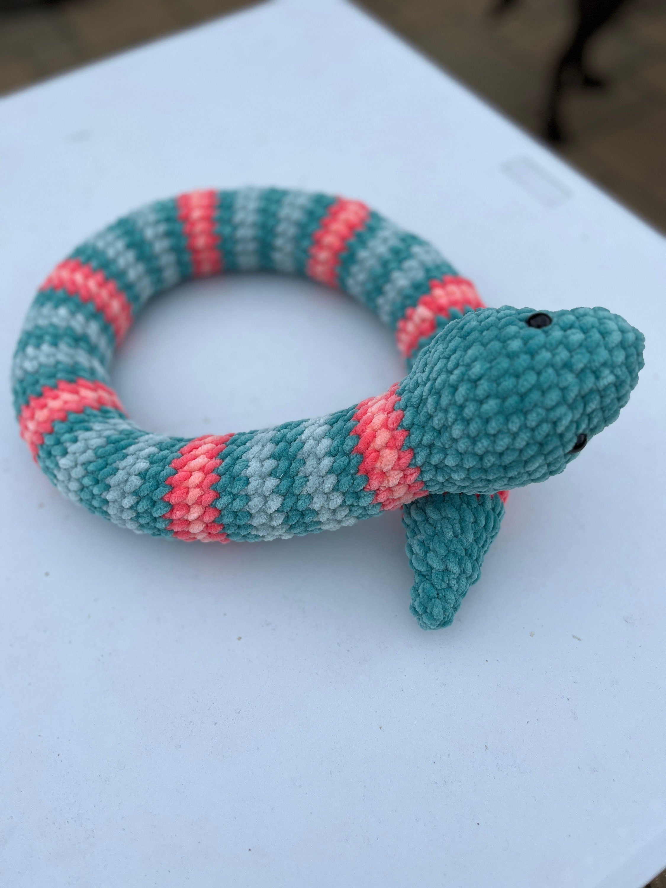 Snake Crochet Plushie, Soft Stuffed Amigurumi Gift