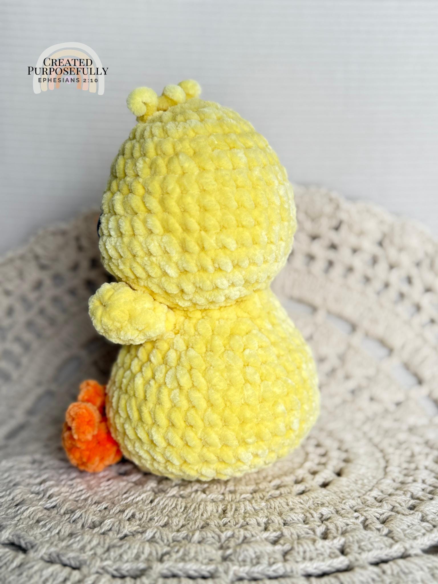 Yellow Duck Crochet Plushie, Stuffed Amigurumi