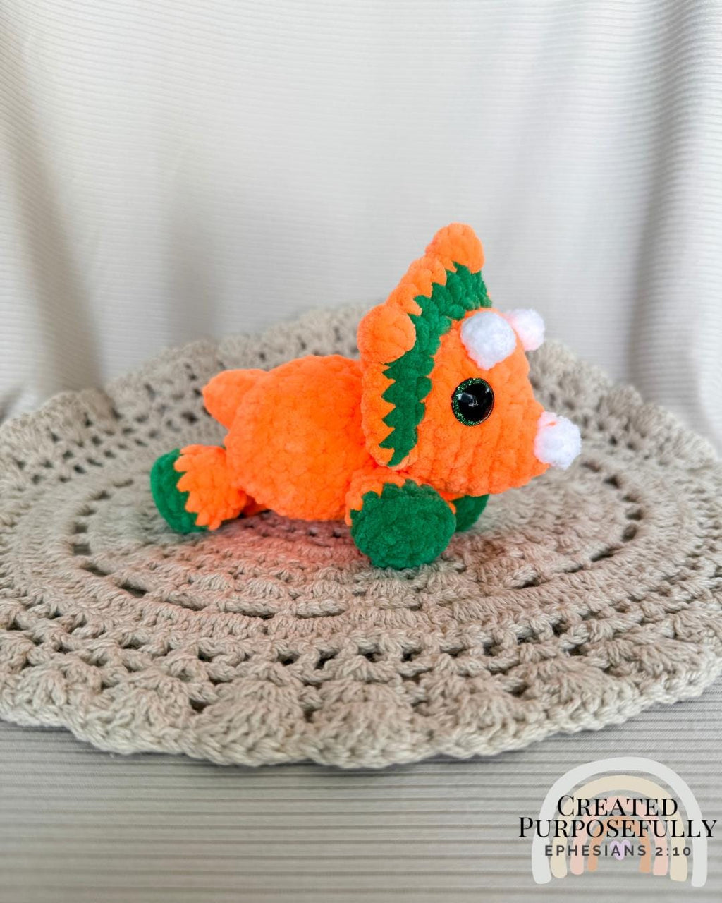 Crochet Mini Triceratops and Stegosaurus Dinosaur Amigurumi Pattern, Low Sew (Digital Download)