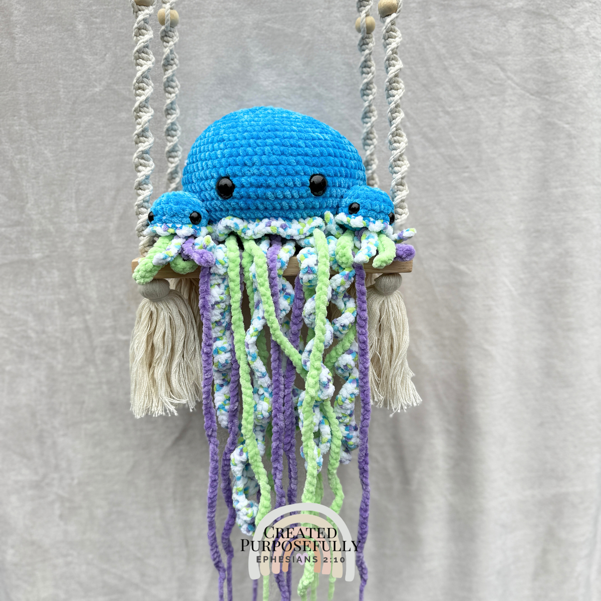Handmade Crochet Jellyfish Family Plush | Mama Jellyfish with Two Baby Jellyfish Multiple Colors Available