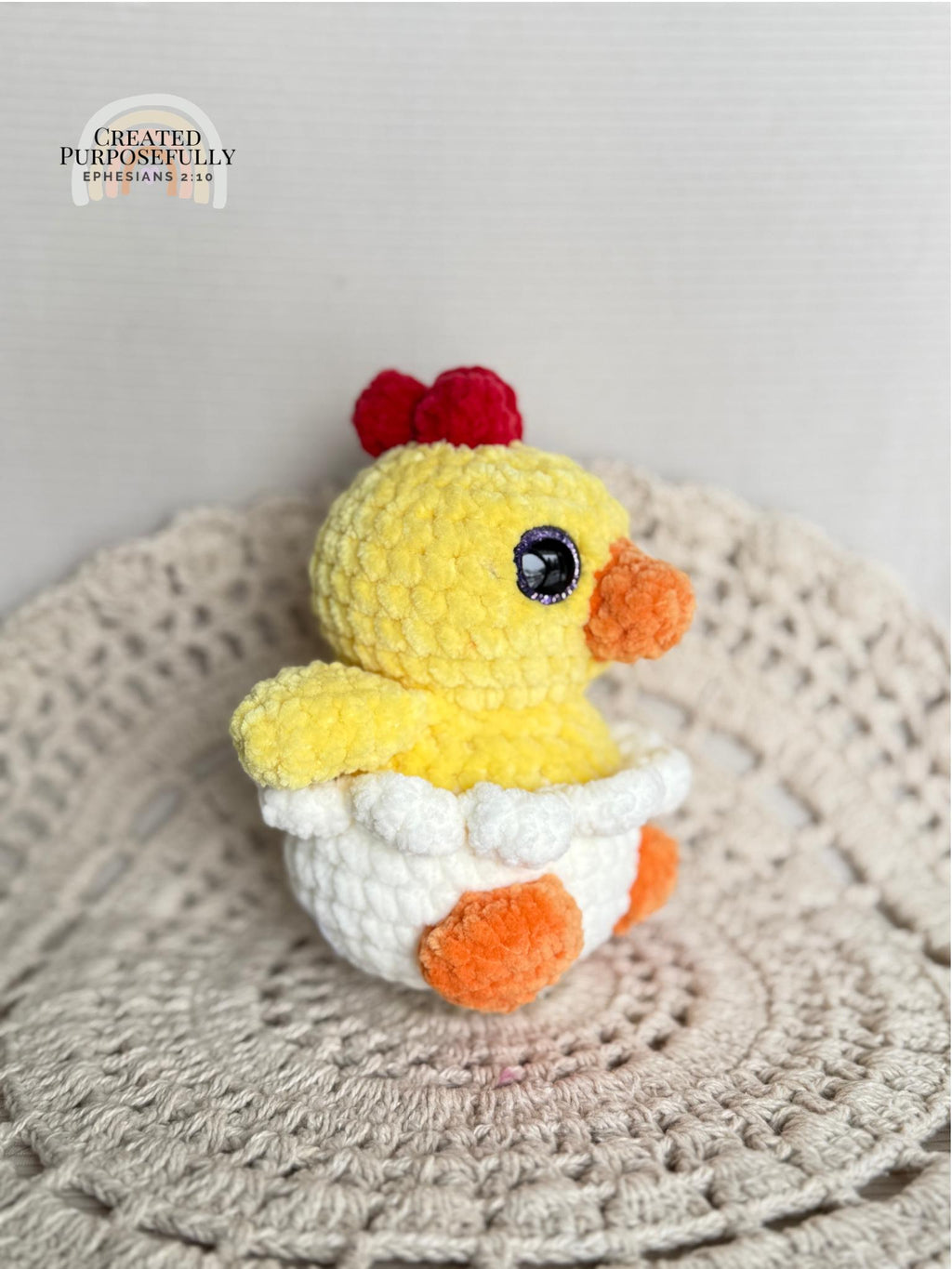 Chick in an Egg Crochet Plushie, Stuffed Amigurumi