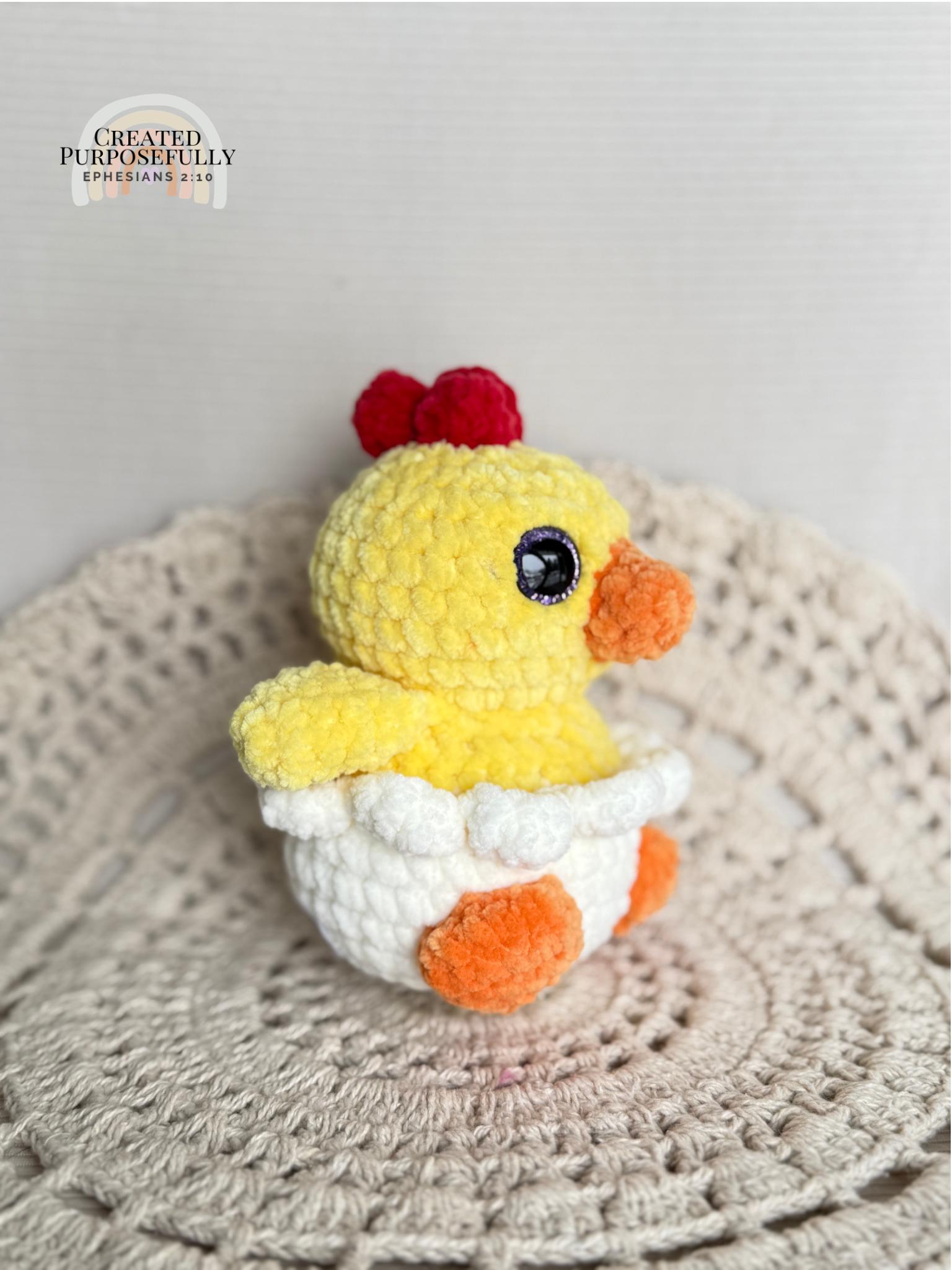 Chick in an Egg Crochet Plushie, Stuffed Amigurumi