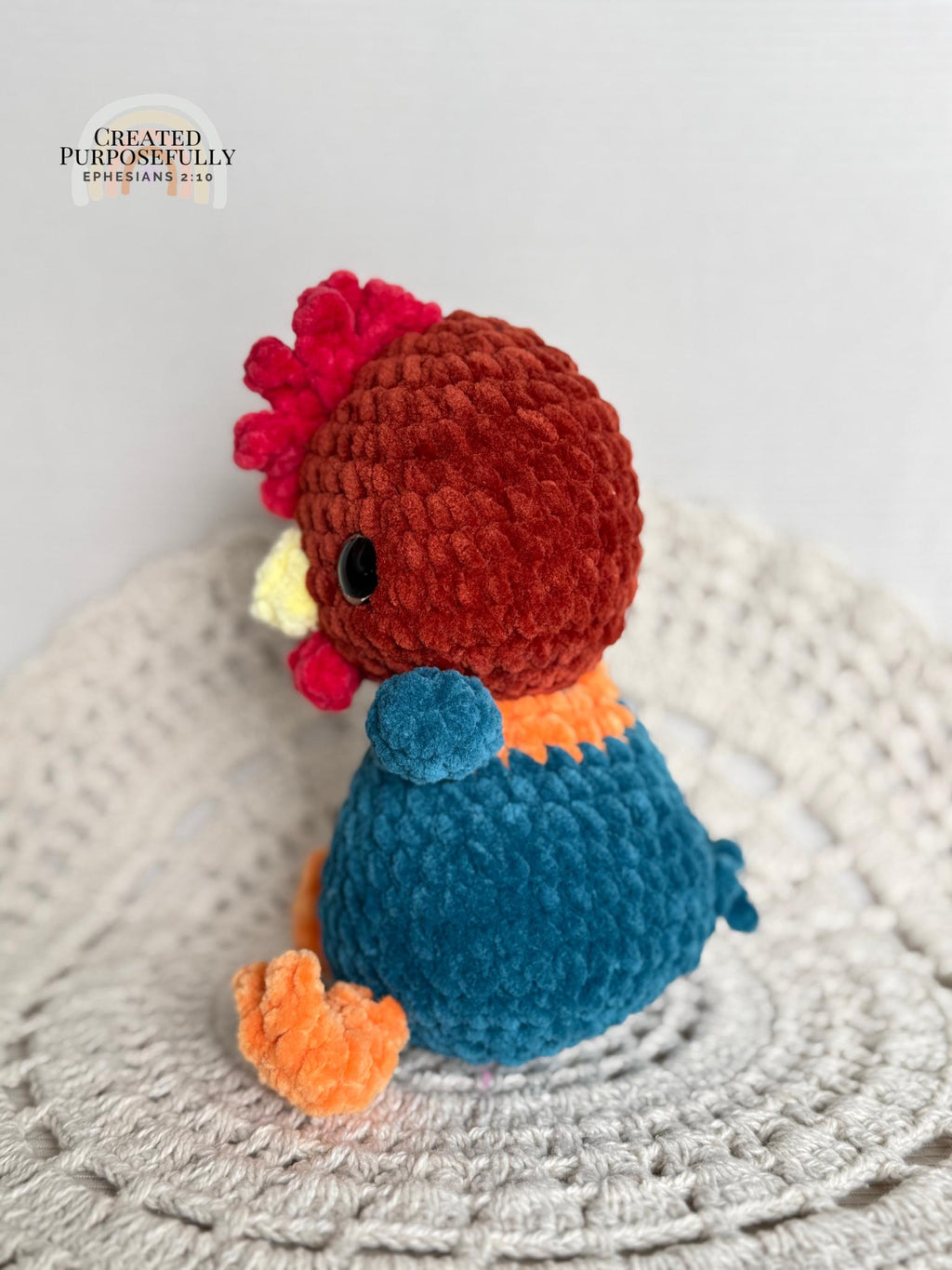 READY TO SHIP Color Crochet Plush Rooster, Stuffed Amigurumi