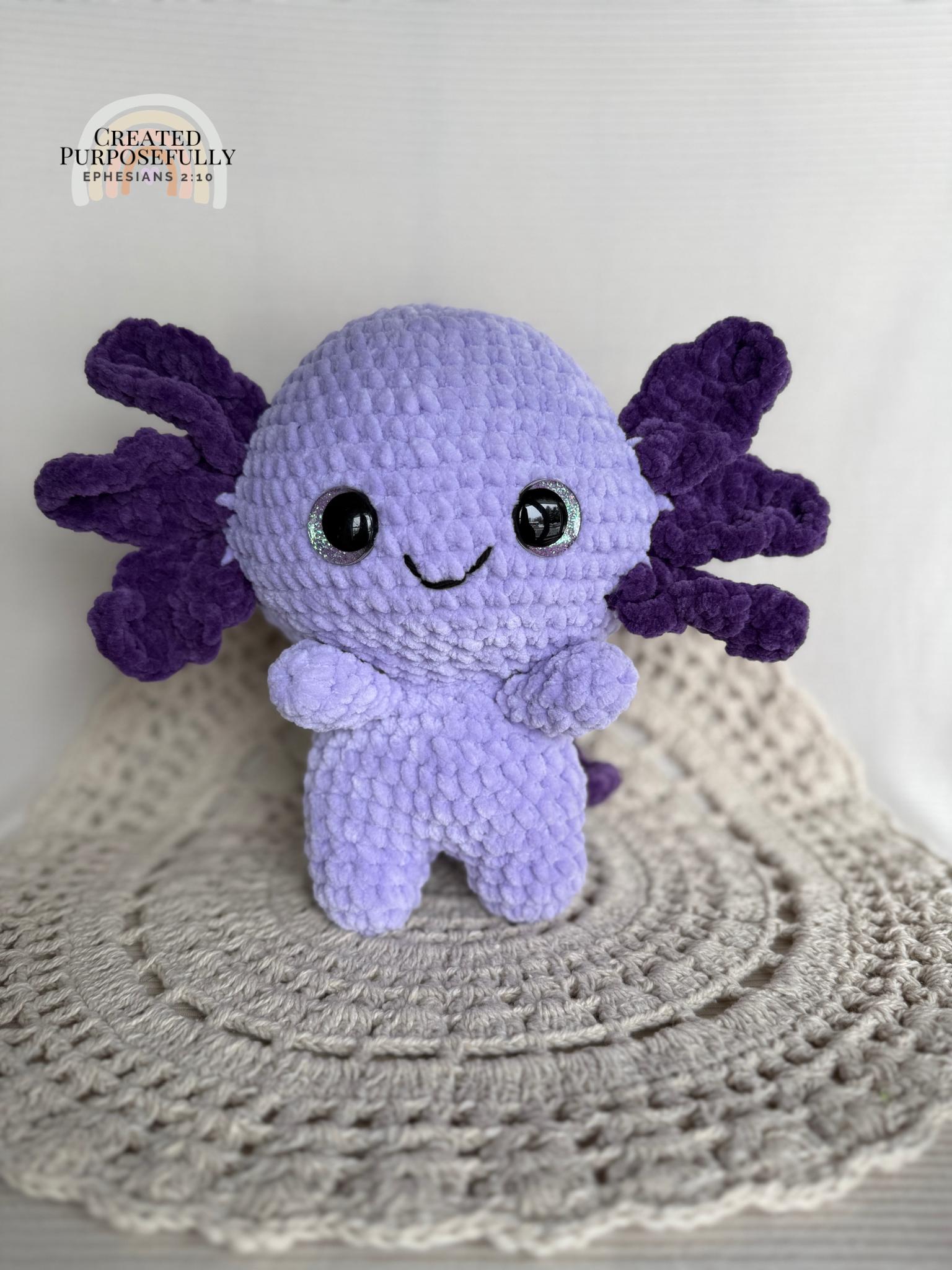 Axolotl Crochet Plushie, Stuffed Amigurumi