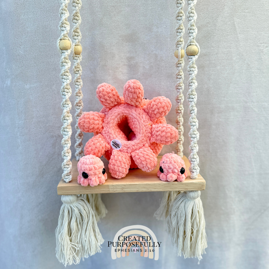 Handmade Crochet Octopus Family Plush | Mama Octopus with Two Baby Octopuses