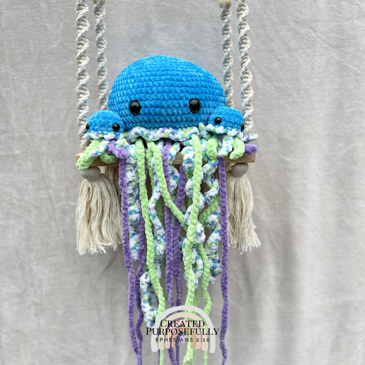 Handmade Crochet Jellyfish Family Plush | Mama Jellyfish with Two Baby Jellyfish Multiple Colors Available