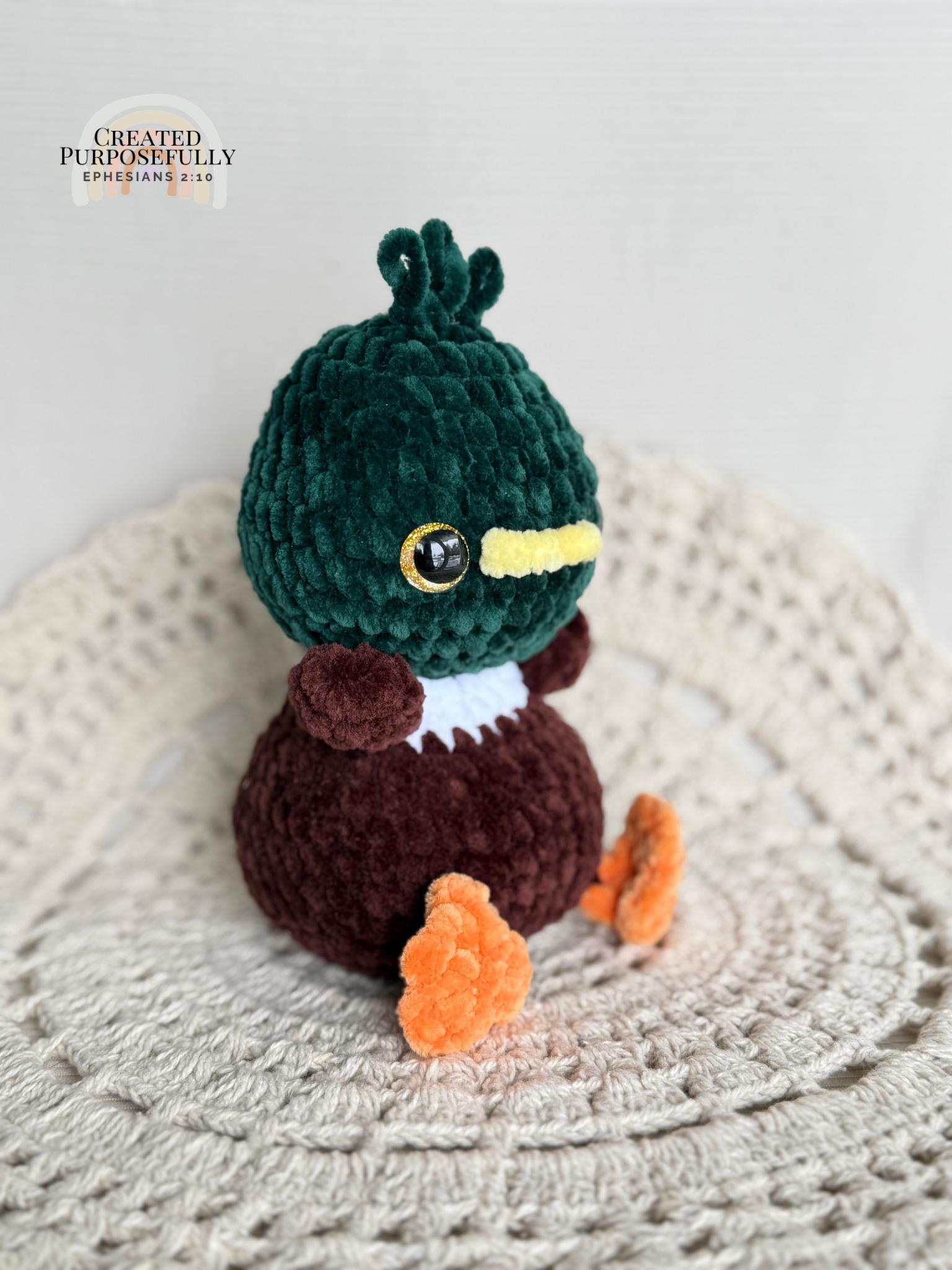 READY TO SHIP Color Crochet Plush Mallard Duck, Stuffed Amigurumi