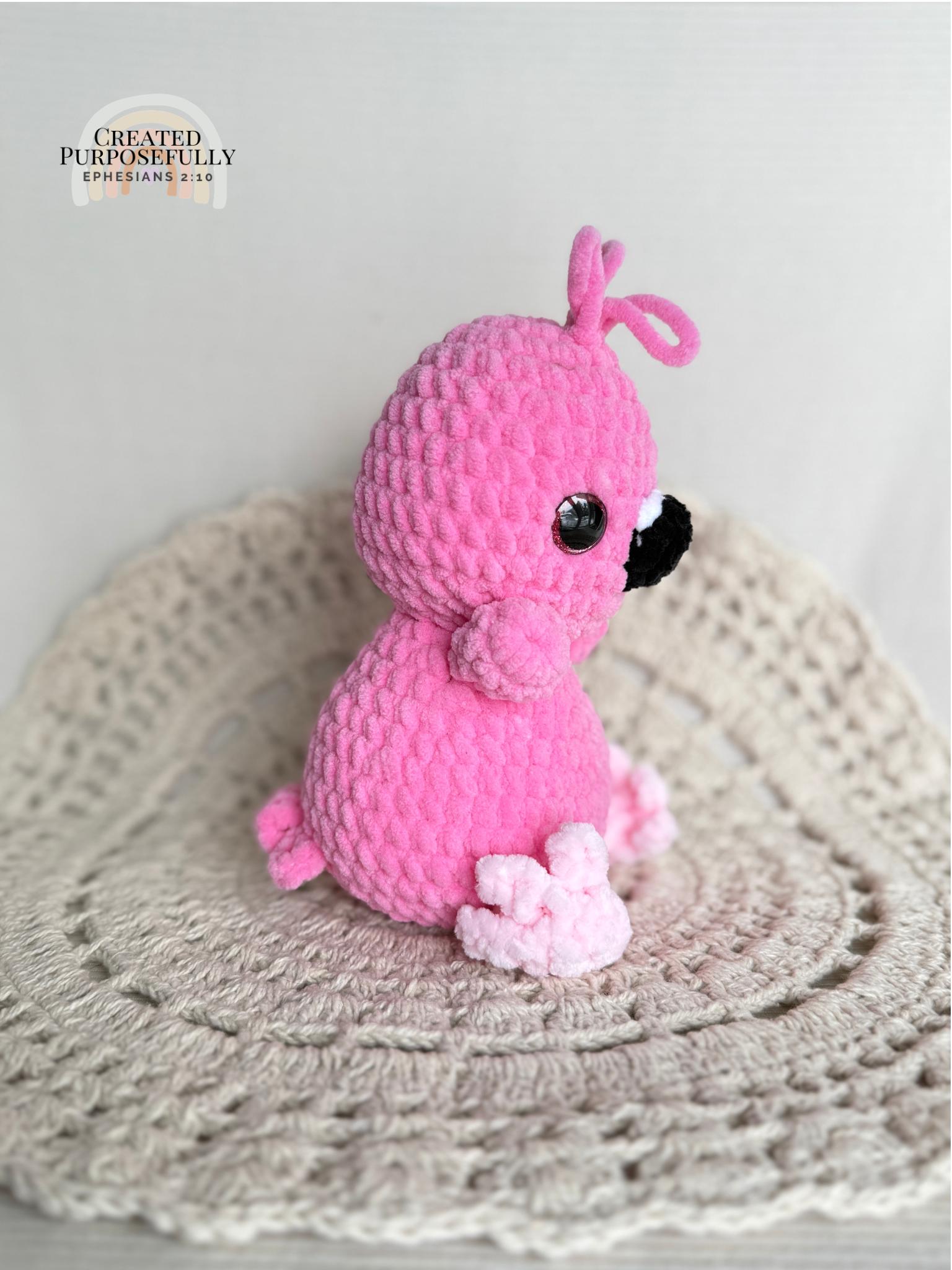 Flamingo Crochet Plushie, Stuffed Amigurumi
