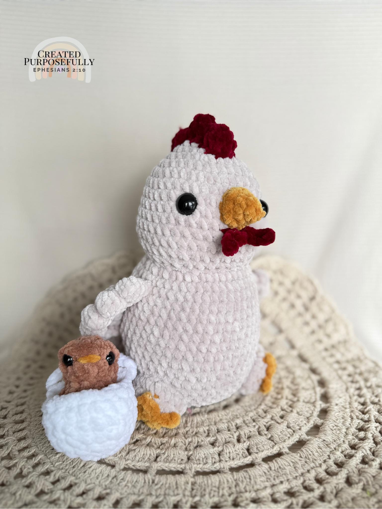 Mama Chicken & Baby Chick Crochet Plush Set | Handmade Farm Animal Amigurumi