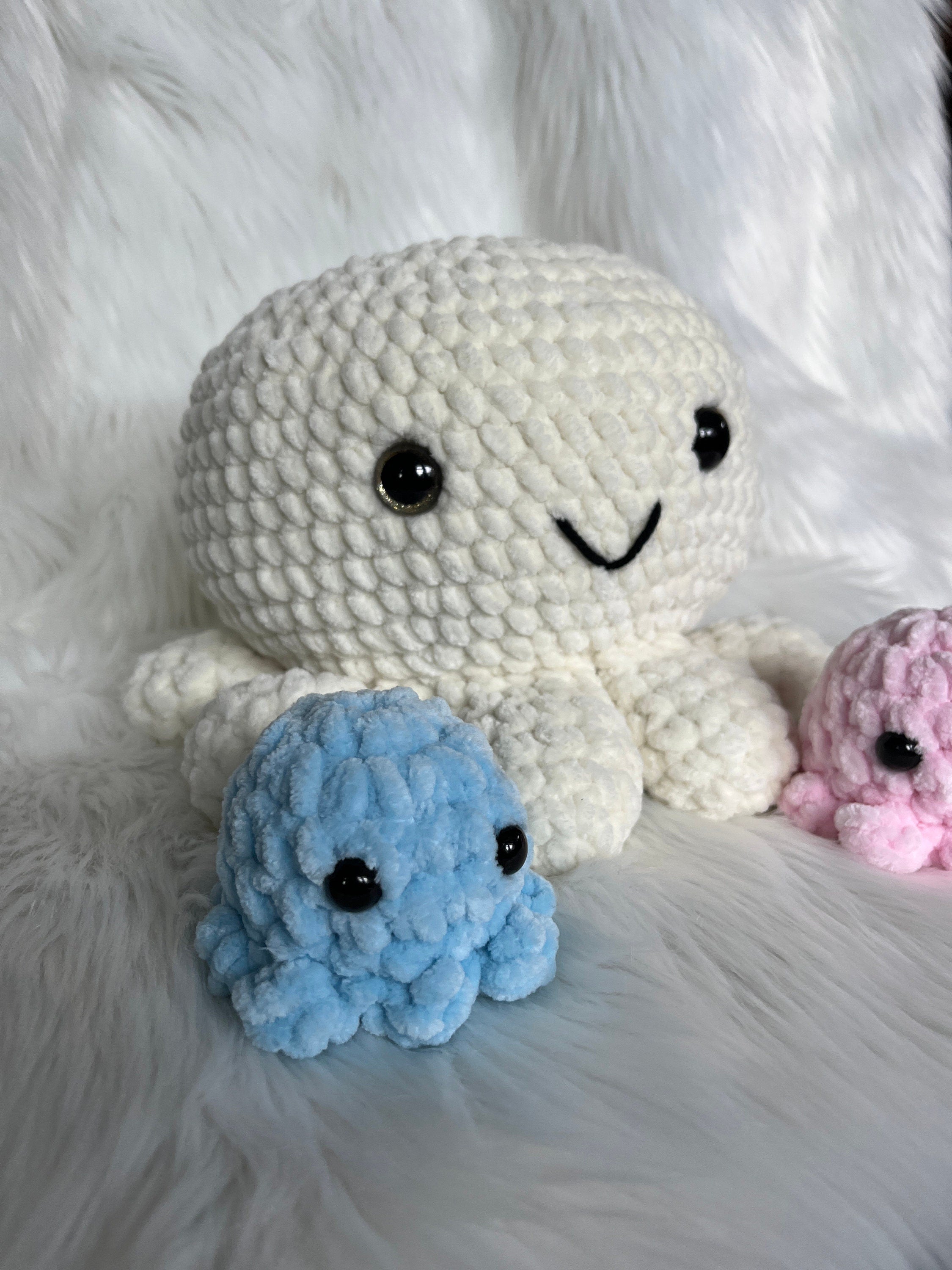 Octopus Crochet Plushie Gender Reveal | Cream Stuffed Animal with Surprise Babies
