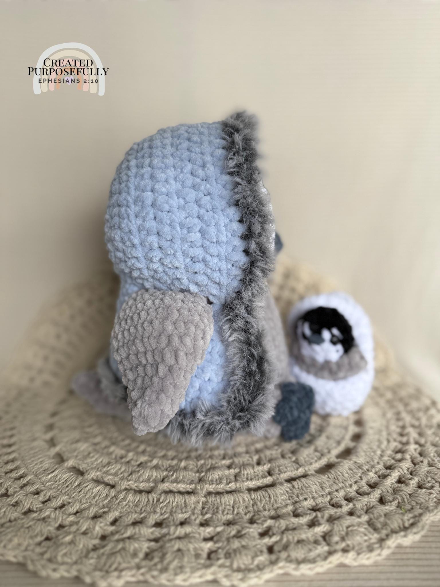 Penguin with Baby Crochet Plushie • Handmade Amigurumi Plush, Nursery Decor