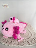 Axolotl Family Crochet Plushie, Stuffed Amigurumi