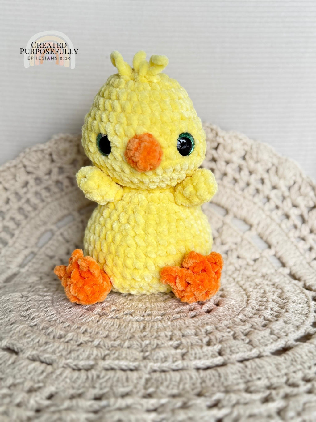 Yellow Duck Crochet Plushie, Stuffed Amigurumi