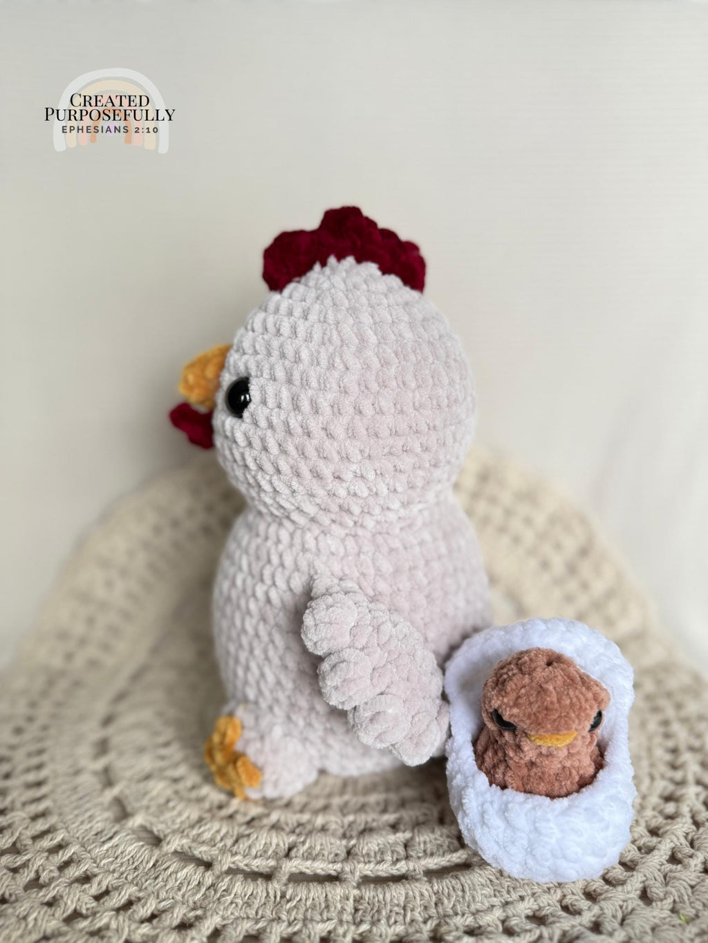 Mama Chicken & Baby Chick Crochet Plush Set | Handmade Farm Animal Amigurumi
