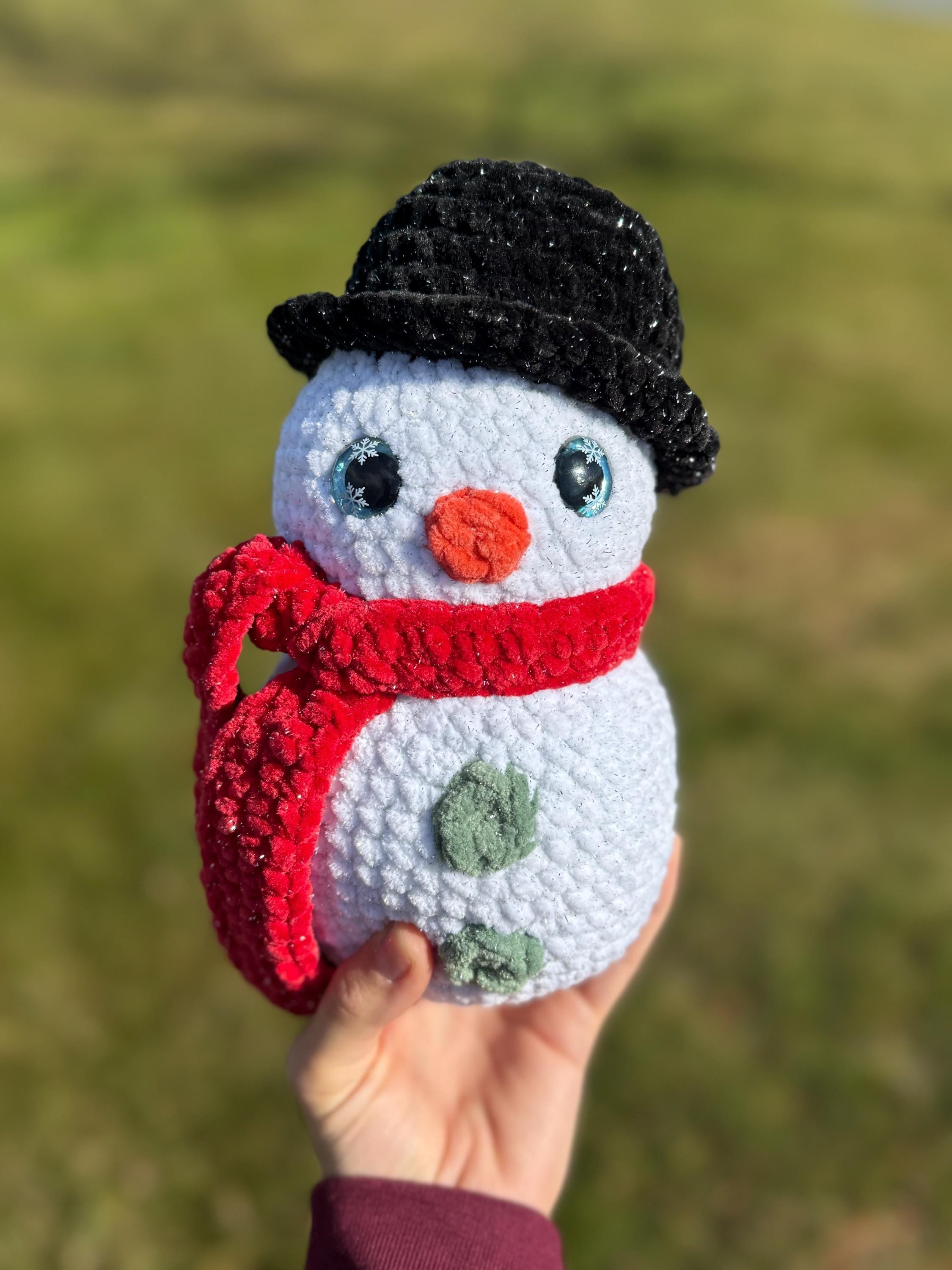 Snowman Crochet Plush • Custom Amigurumi Toy, Holiday Decor