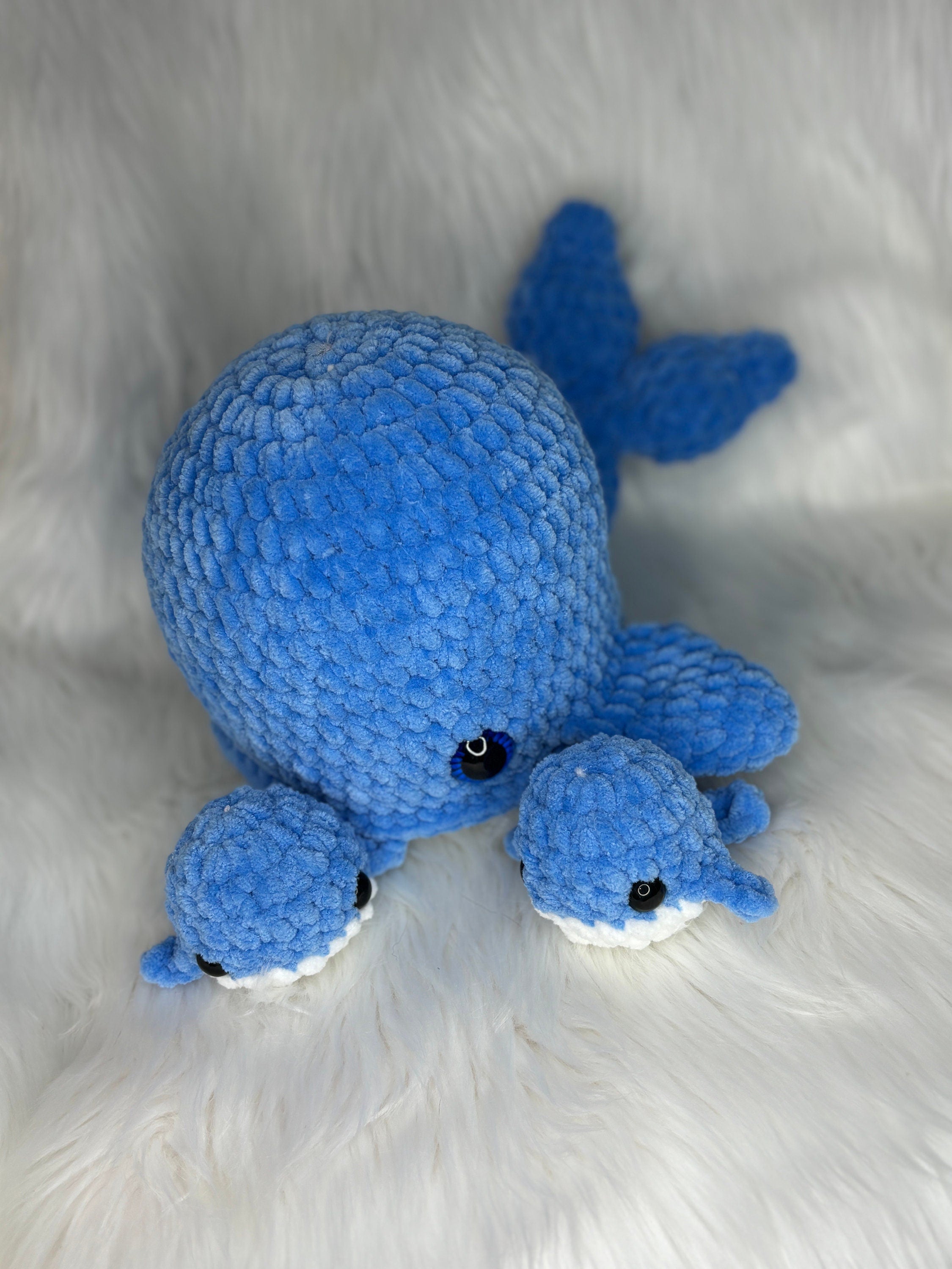 Whale Crochet Plushie | Soft Stuffed Animal with Babies