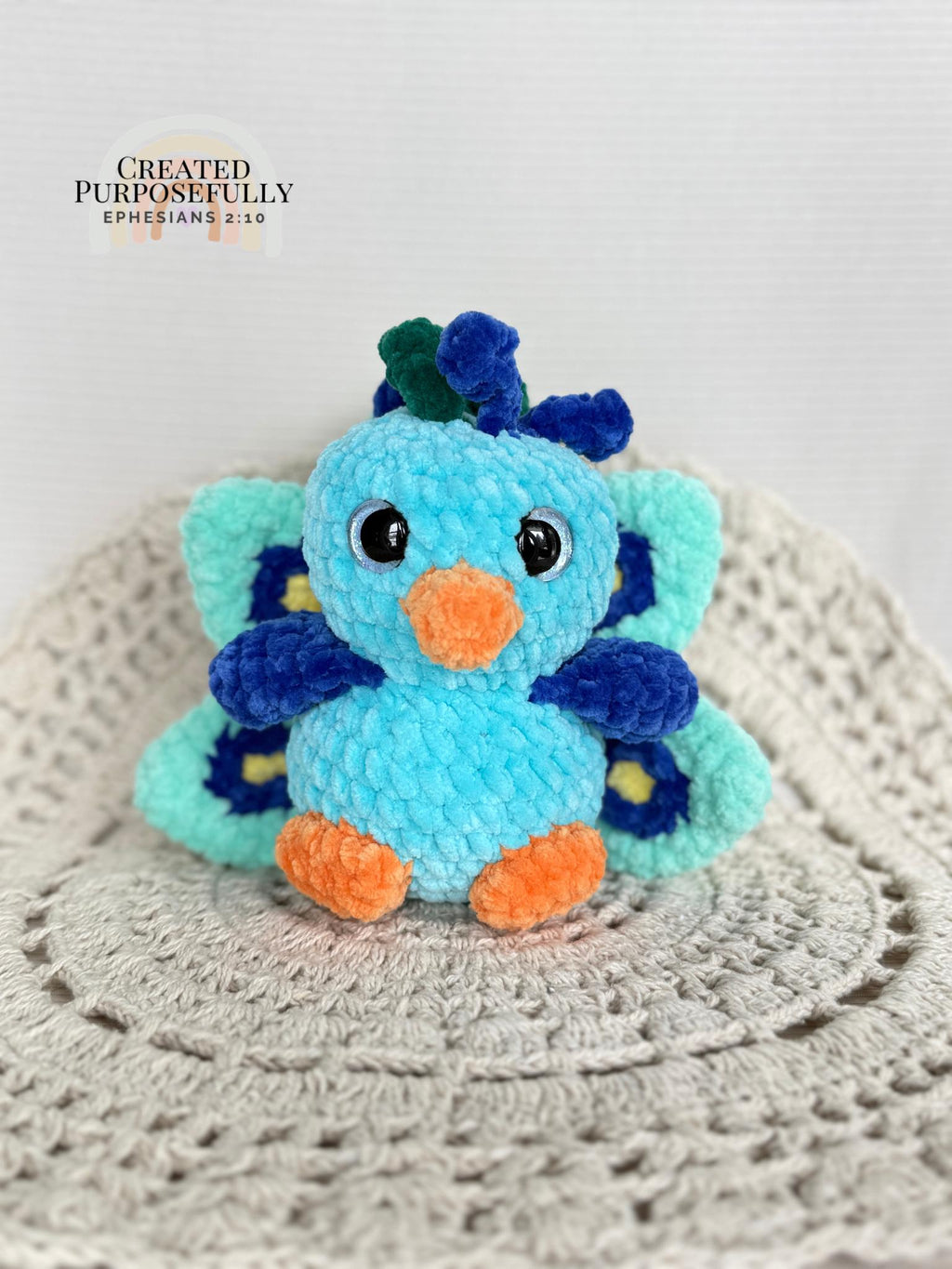 Peacock Crochet Plush, Stuffed Amigurumi
