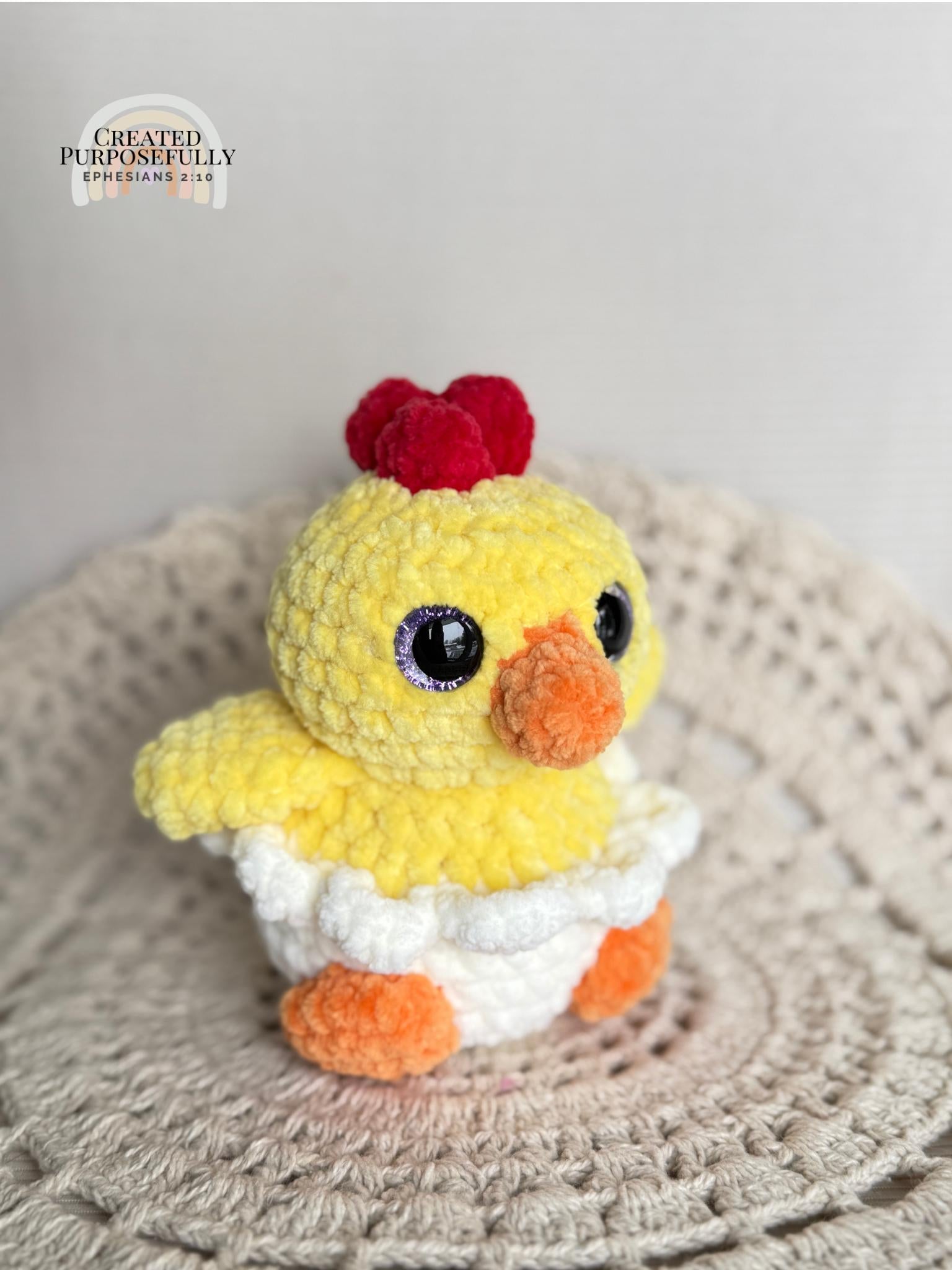 Chick in an Egg Crochet Plushie, Stuffed Amigurumi