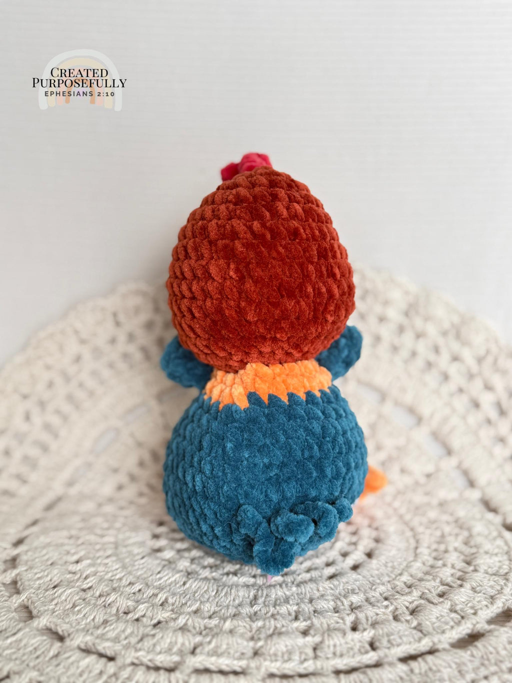 READY TO SHIP Color Crochet Plush Rooster, Stuffed Amigurumi