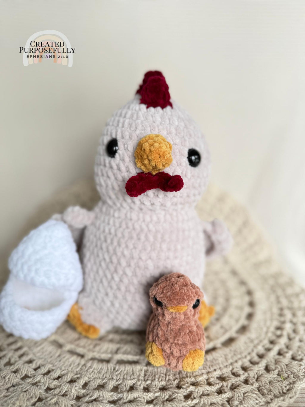 Mama Chicken & Baby Chick Crochet Plush Set | Handmade Farm Animal Amigurumi