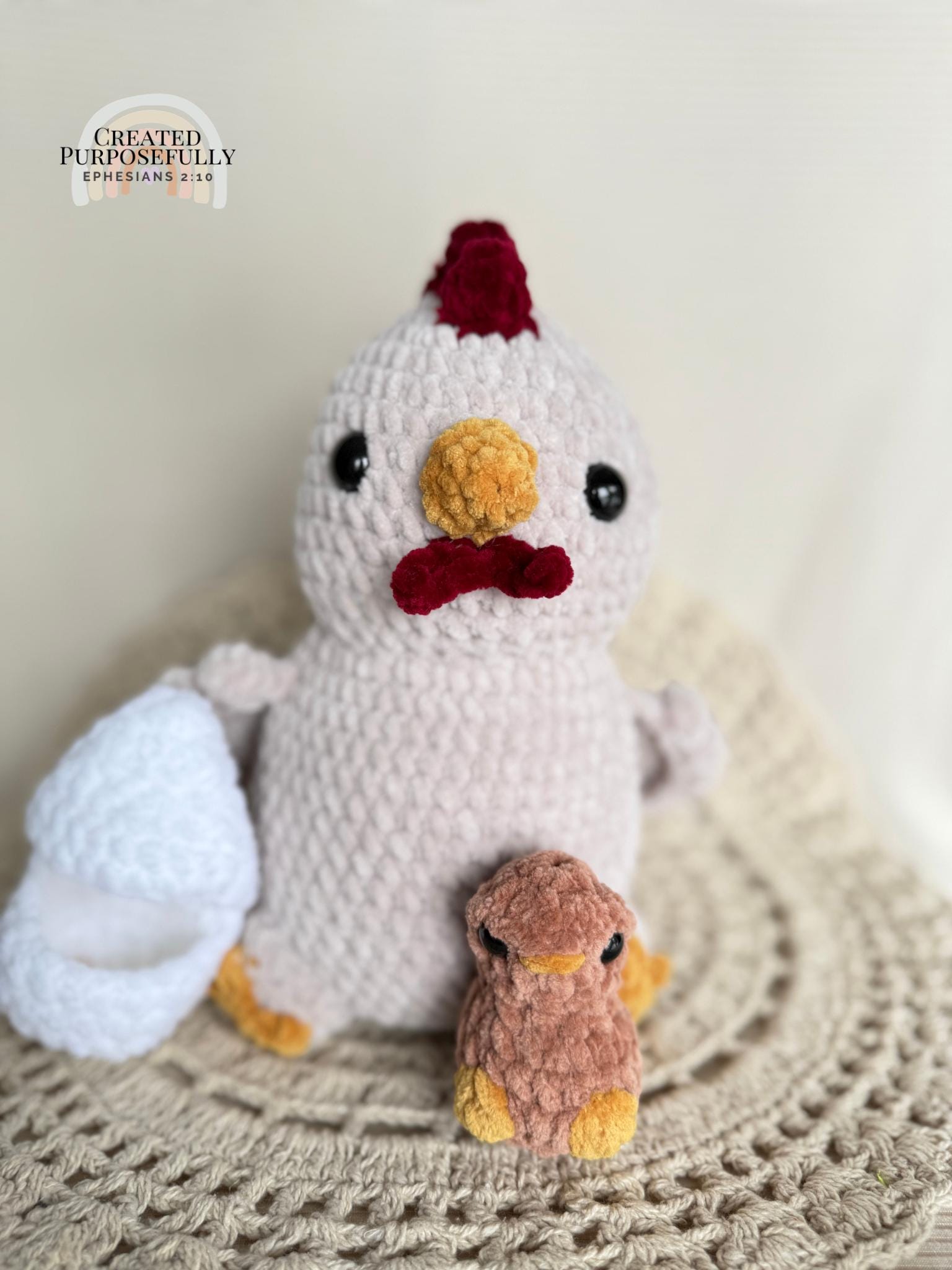 Mama Chicken & Baby Chick Crochet Plush Set | Handmade Farm Animal Amigurumi