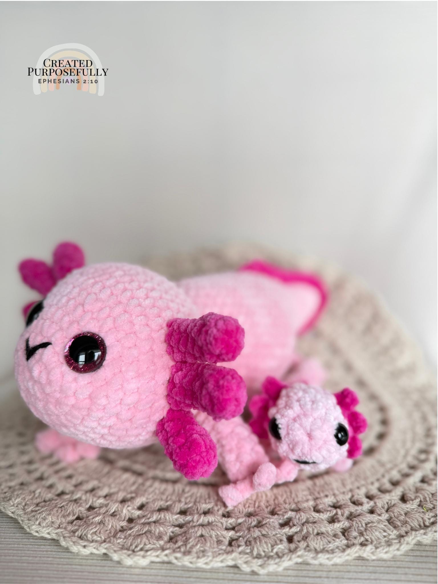 Axolotl Family Crochet Plushie, Stuffed Amigurumi