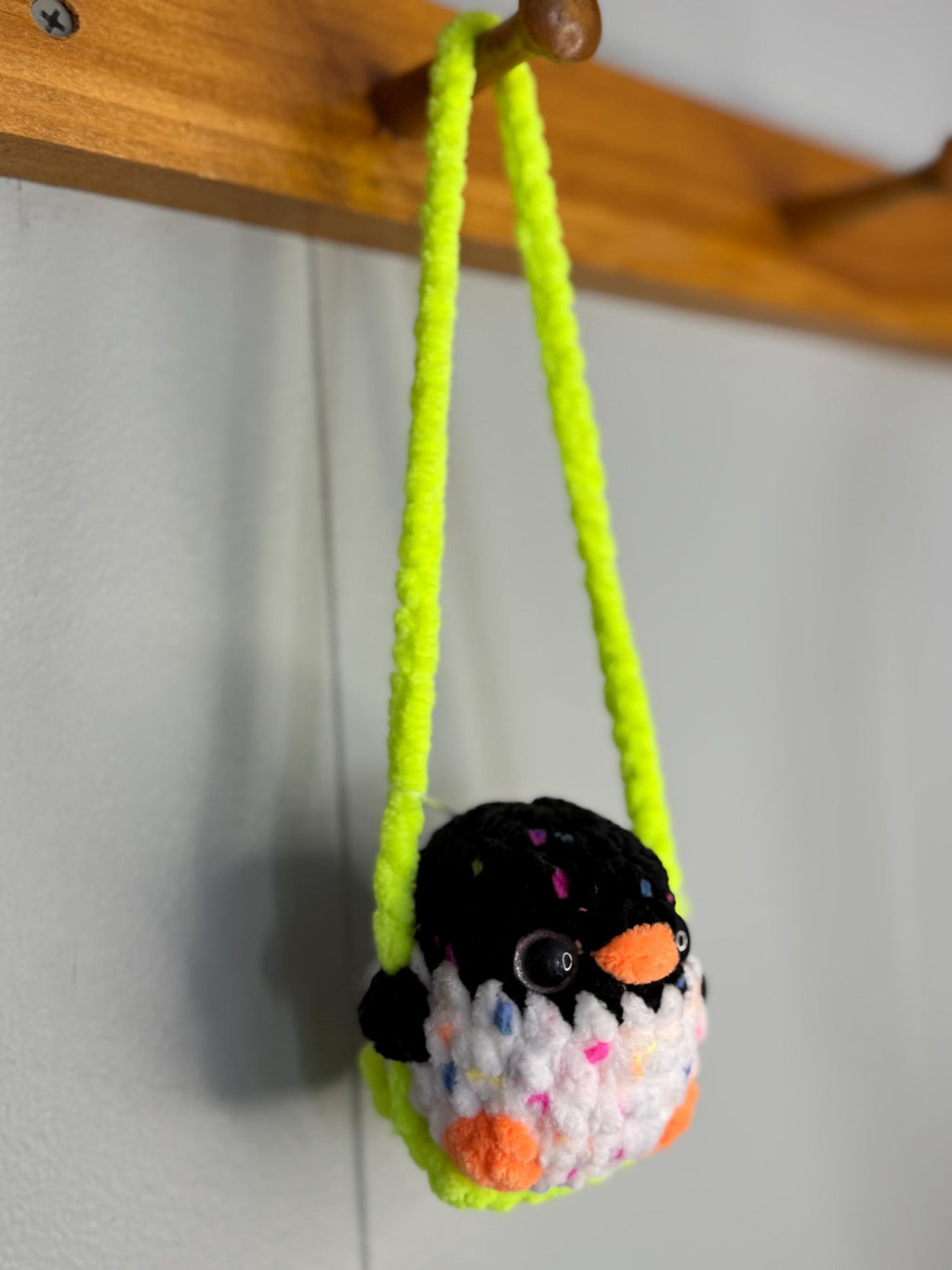 Car Plush Crochet Hanger • Handmade Amigurumi Axolotl, Frog, Penguin