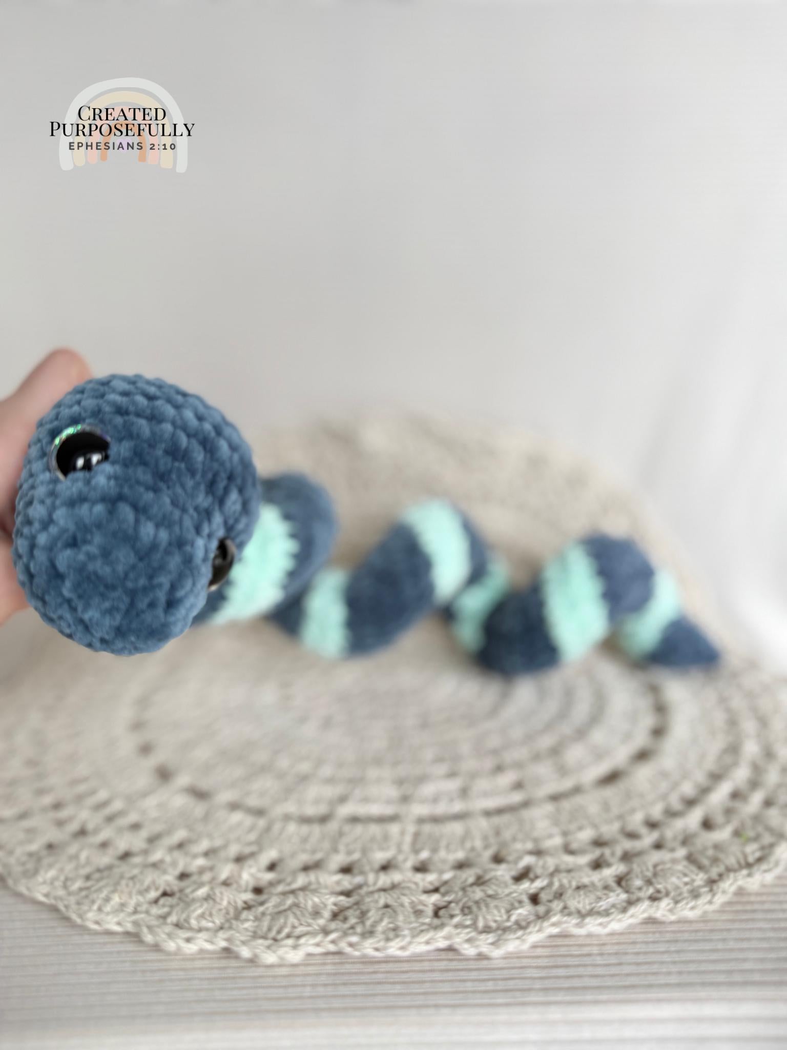 Curl Snake Crochet Plushie, Soft Stuffed Amigurumi Gift