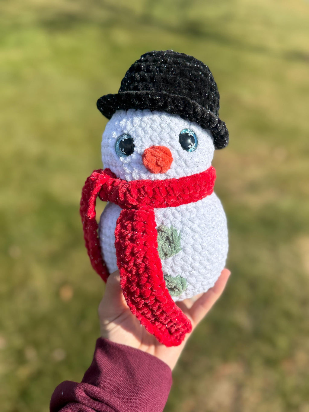 Snowman Crochet Plush • Custom Amigurumi Toy, Holiday Decor