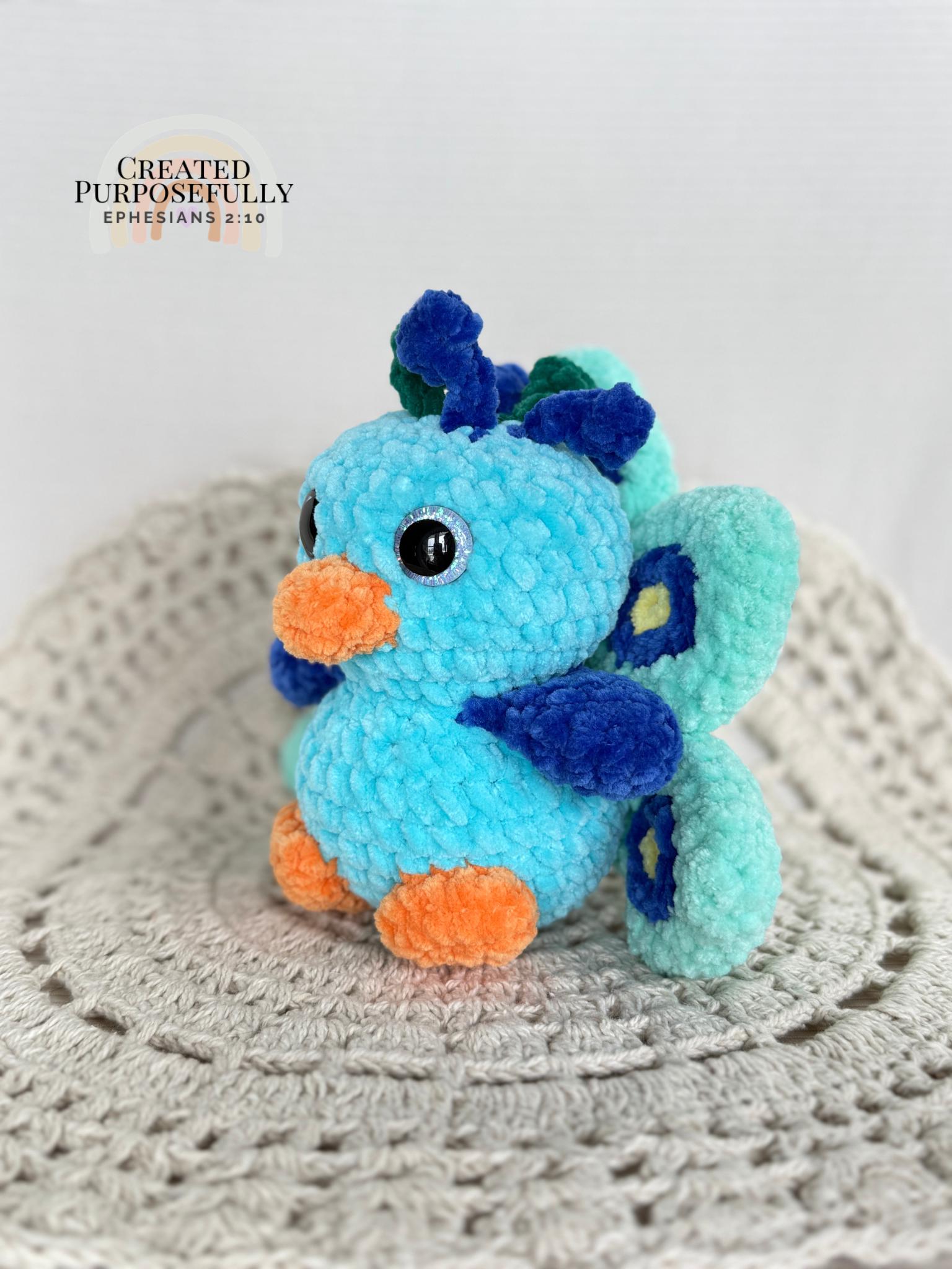 Peacock Crochet Plush, Stuffed Amigurumi