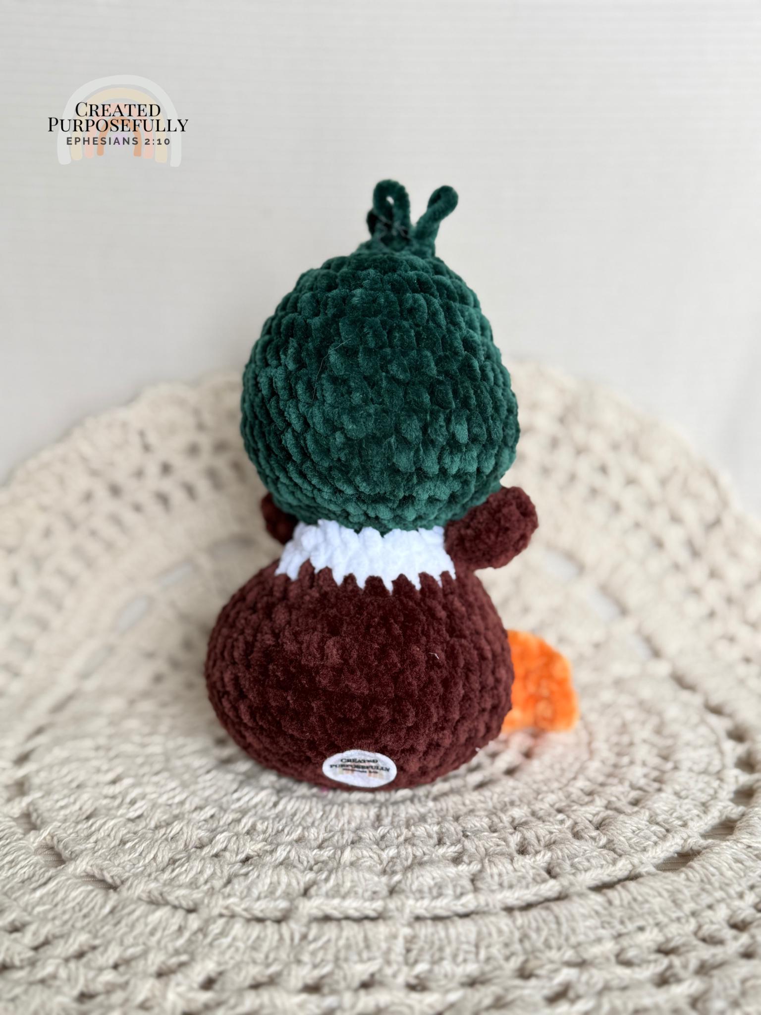 READY TO SHIP Color Crochet Plush Mallard Duck, Stuffed Amigurumi