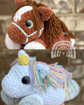 Crochet Horse and Unicorn Pattern, Low Sew Amigurumi (Instant Download)