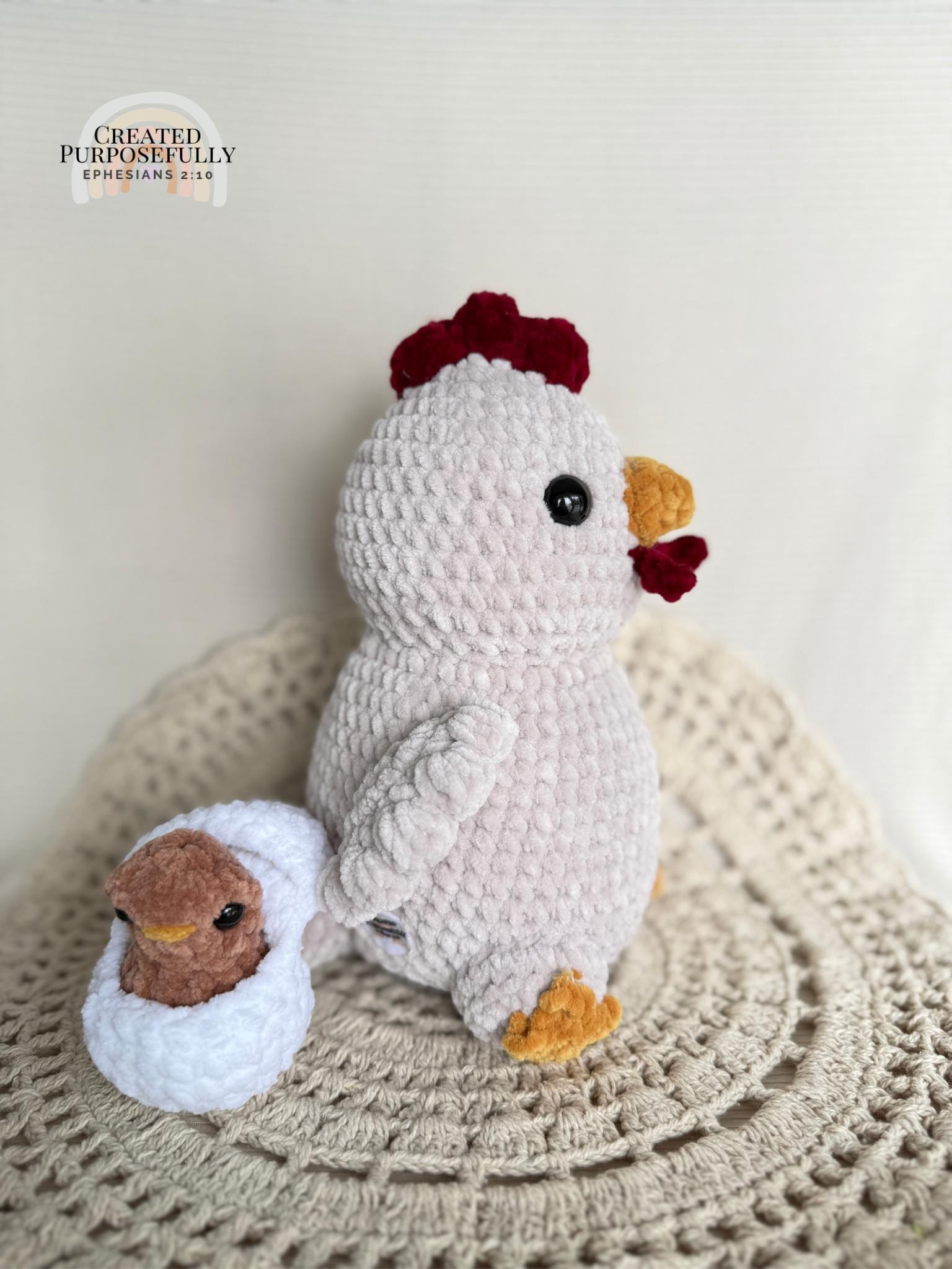 Mama Chicken & Baby Chick Crochet Plush Set | Handmade Farm Animal Amigurumi