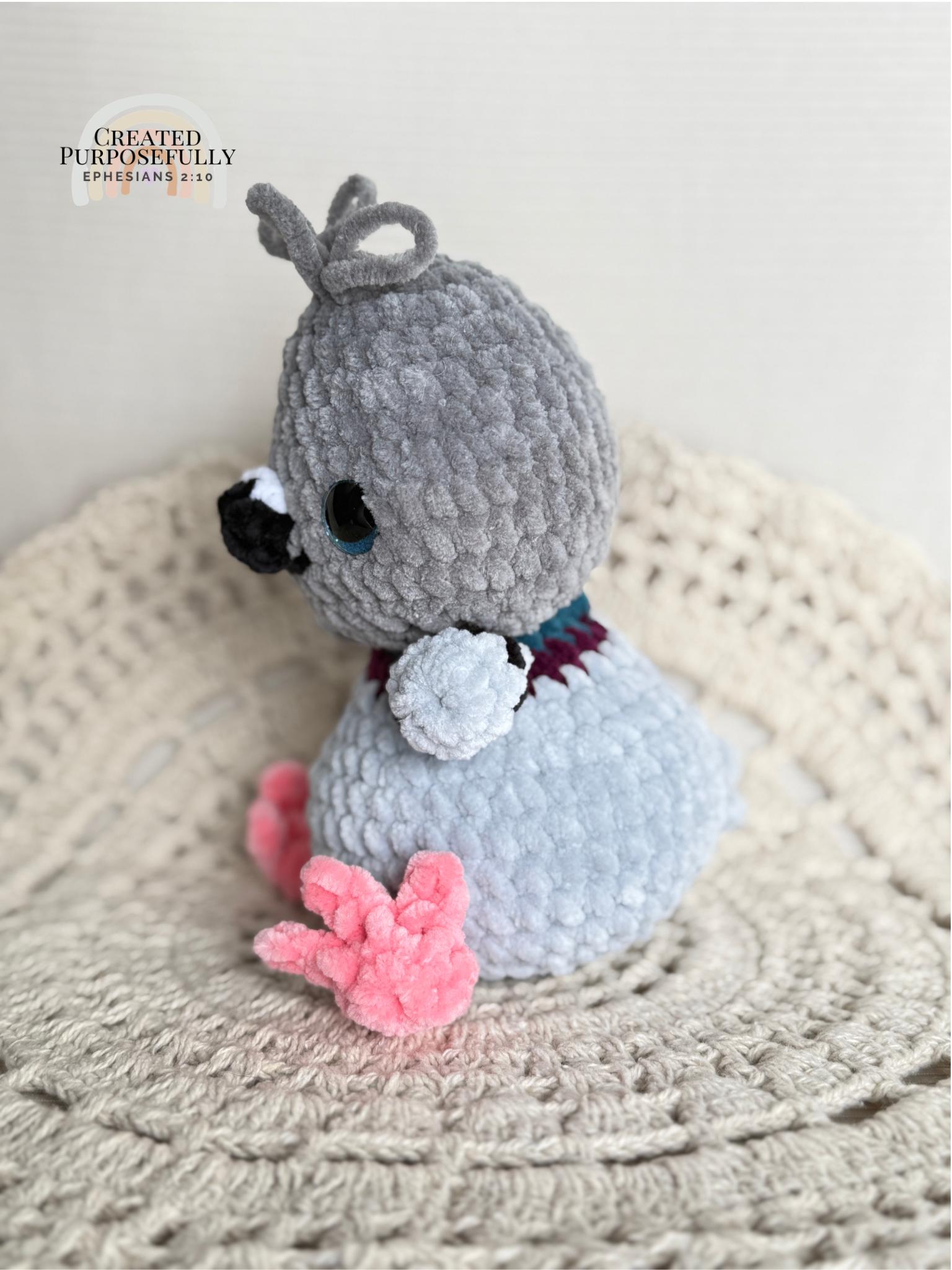 READY TO SHIP Color Crochet Plush Pigeon, Stuffed Amigurumi
