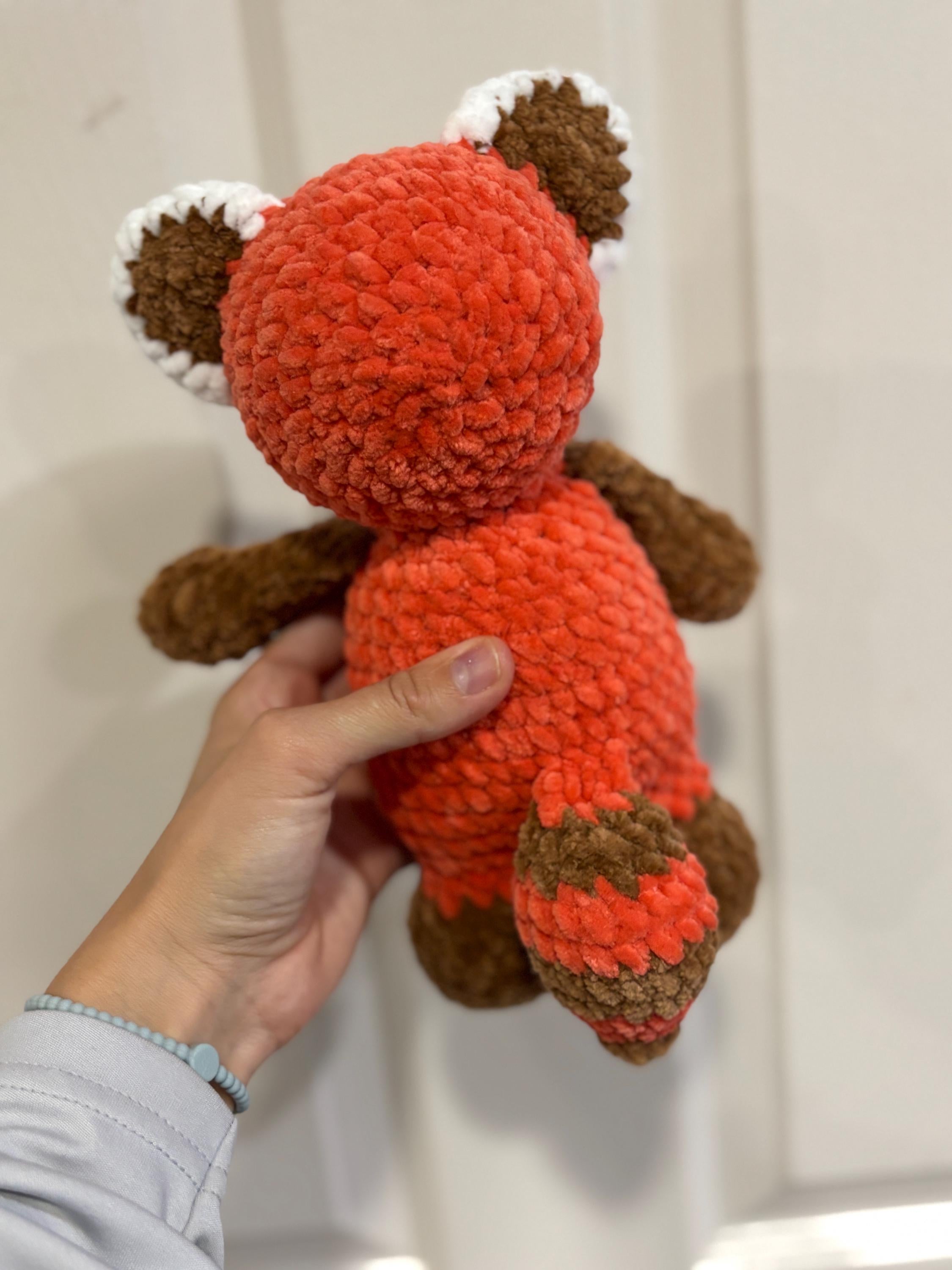 Red Panda Crochet Plushie | Soft Stuffed Amigurumi Toy, Personalized Tag