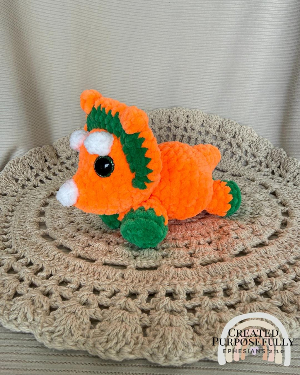 Crochet Mini Triceratops and Stegosaurus Dinosaur Amigurumi Pattern, Low Sew (Digital Download)