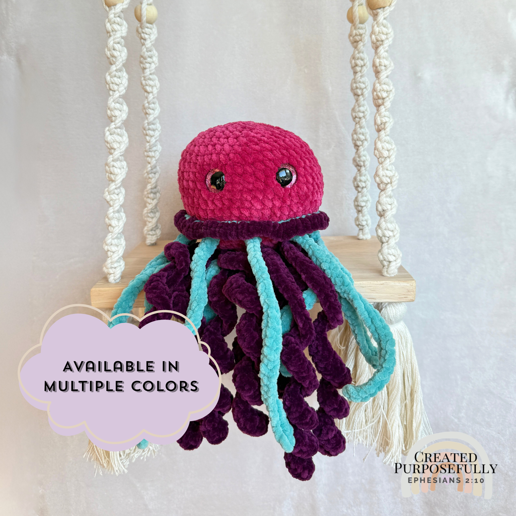 Handmade Crochet Jellyfish Plush | Soft Amigurumi Ocean Animal Gift Multiple Colors Available