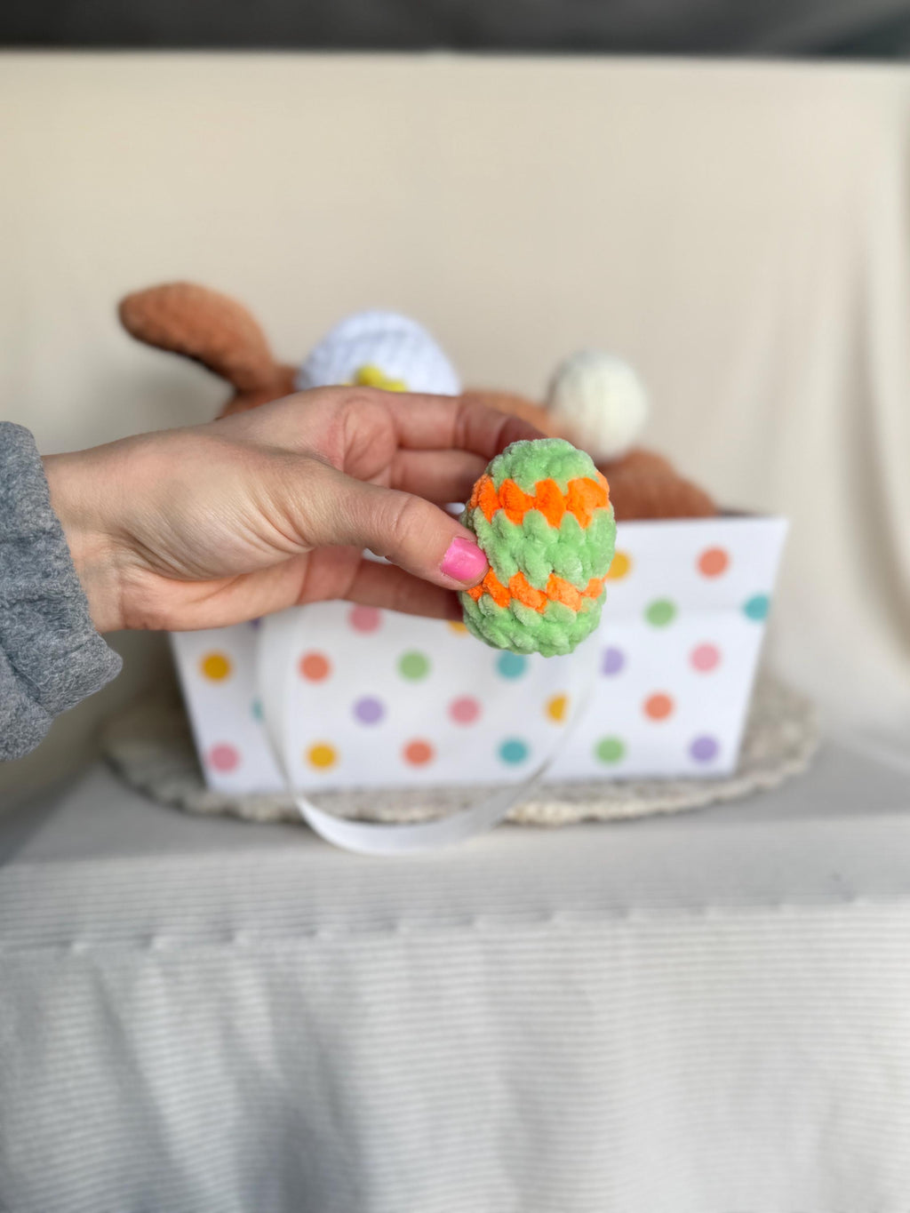Custom Color Crochet Plush Easter Basket Bundle, Bunny and Chick, Stuffed Amigurumi
