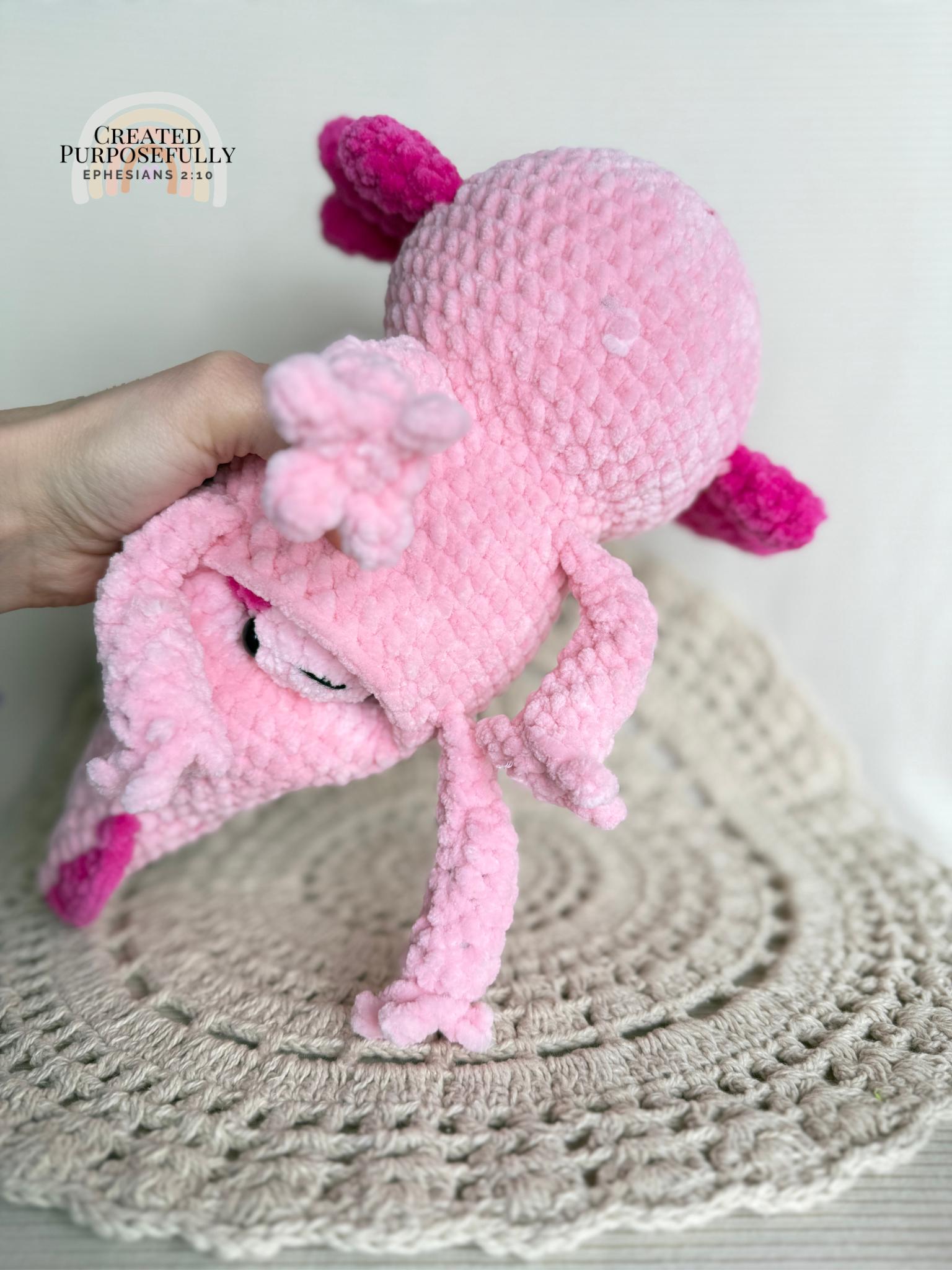 Axolotl Family Crochet Plushie, Stuffed Amigurumi