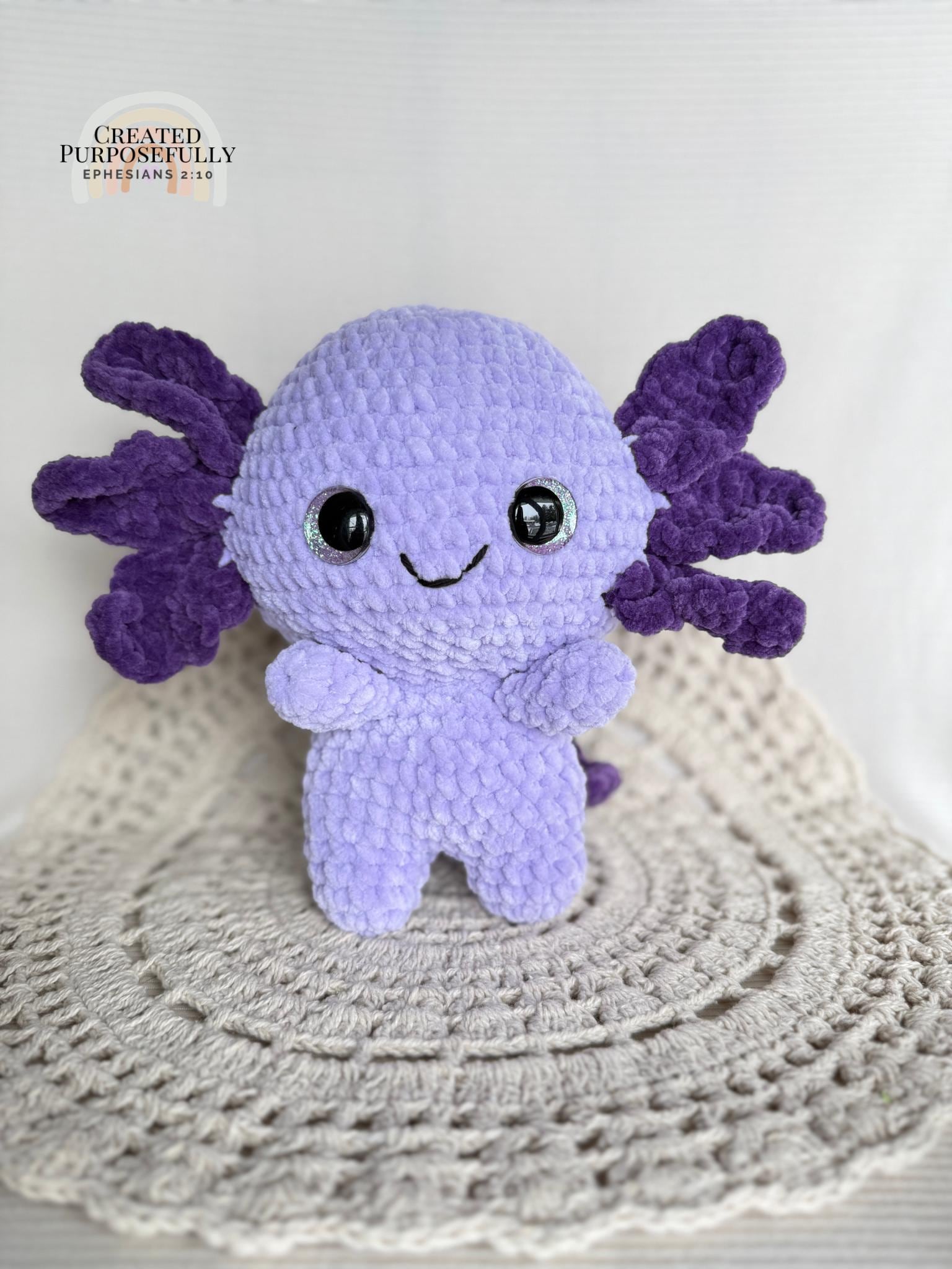 Axolotl Crochet Plushie, Stuffed Amigurumi