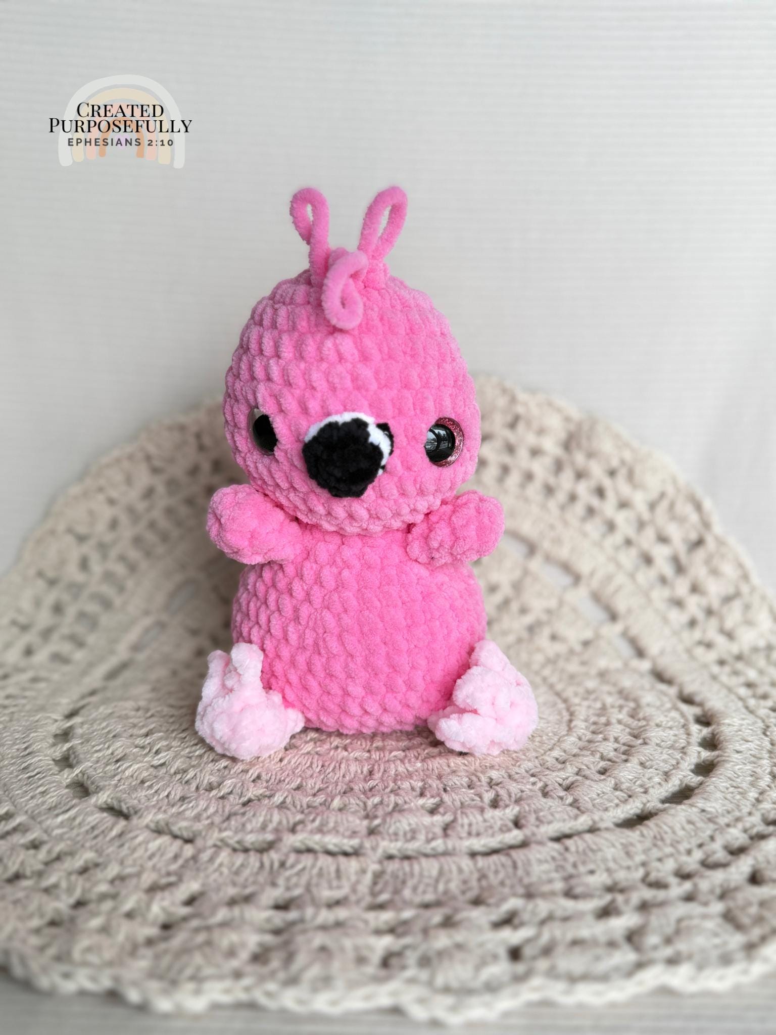 Flamingo Crochet Plushie, Stuffed Amigurumi