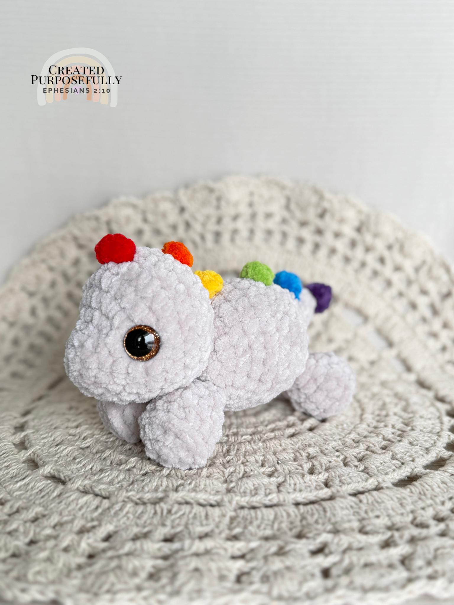 Mini Dinosaur Stegosaurus Crochet Plushie, Stuffed Amigurumi